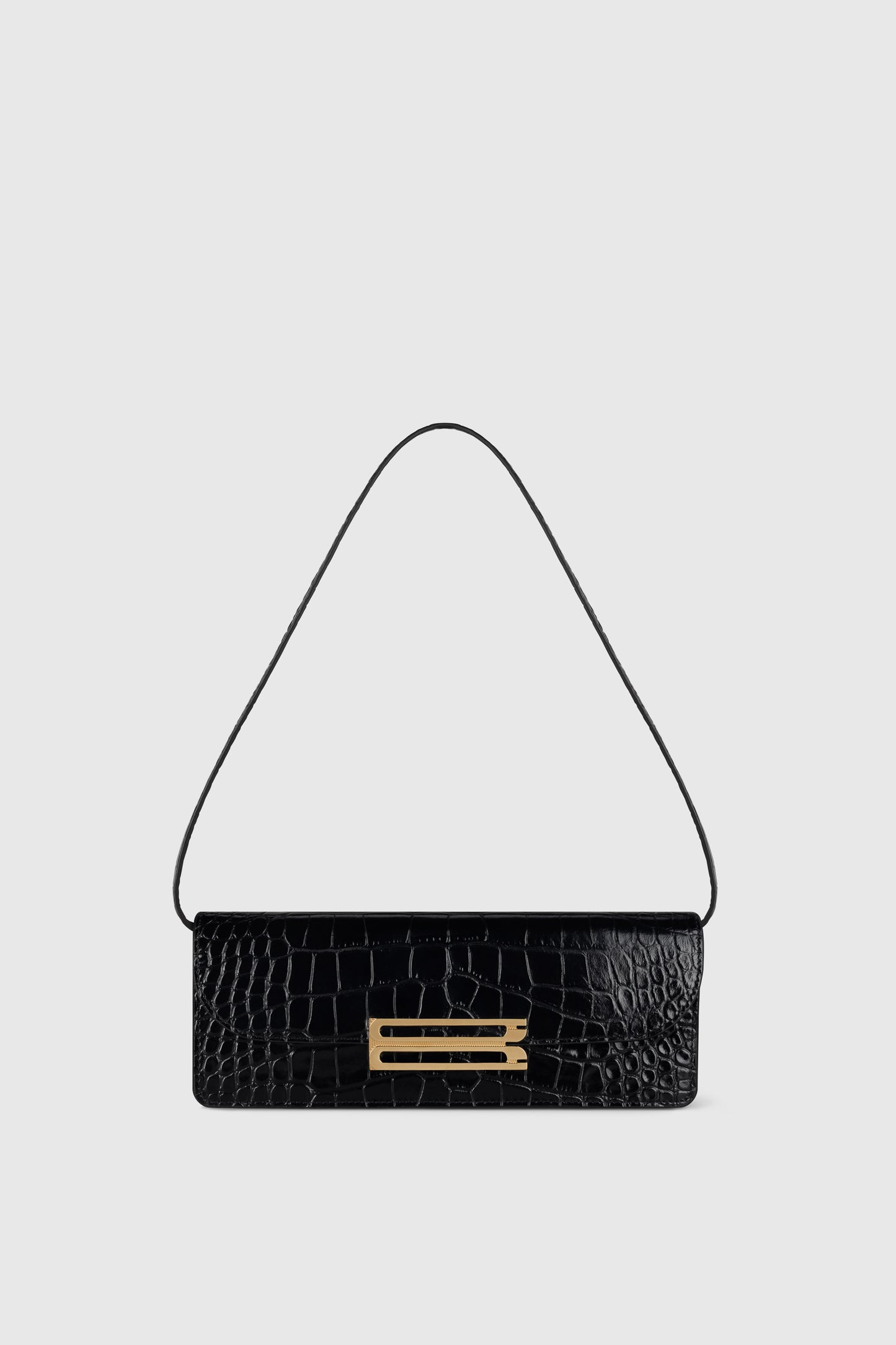 Dorian East-West Clutch Croc Embossed Leather