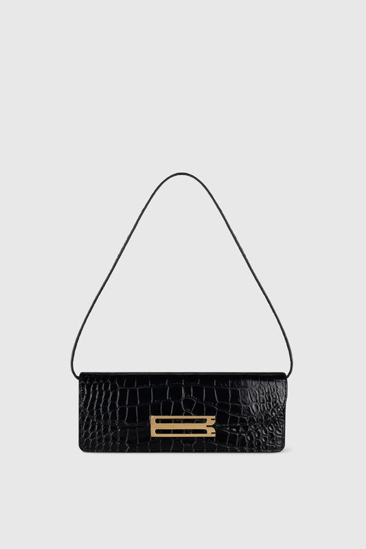 Dorian East-West Clutch Croc Embossed Leather