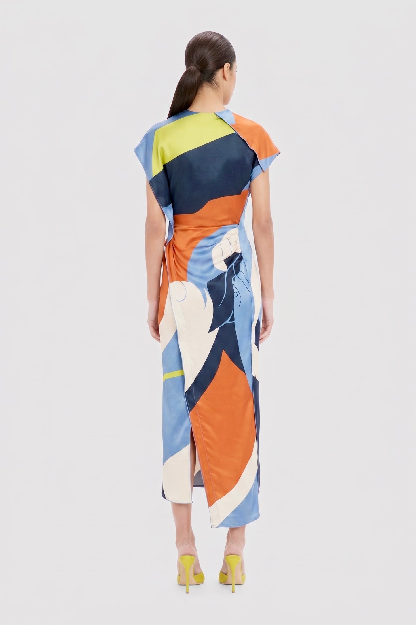 Victoria Midi Dress In Abstract Blue Print