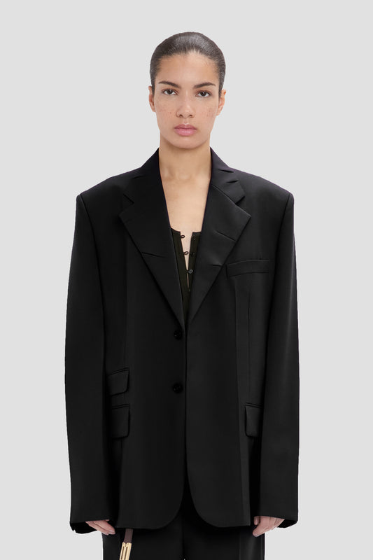 Step Collar Tailored Jacket In Black