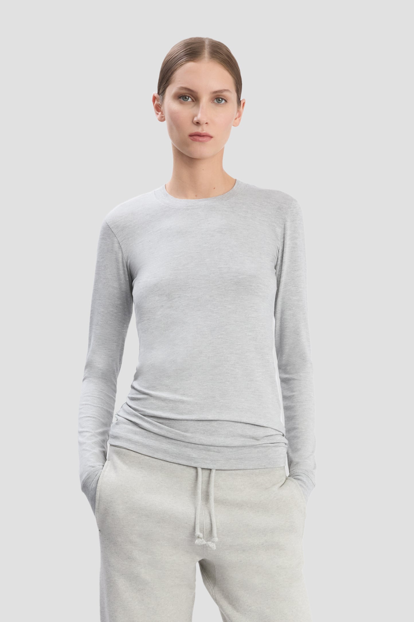 Long Sleeve T-Shirt In Grey Marl