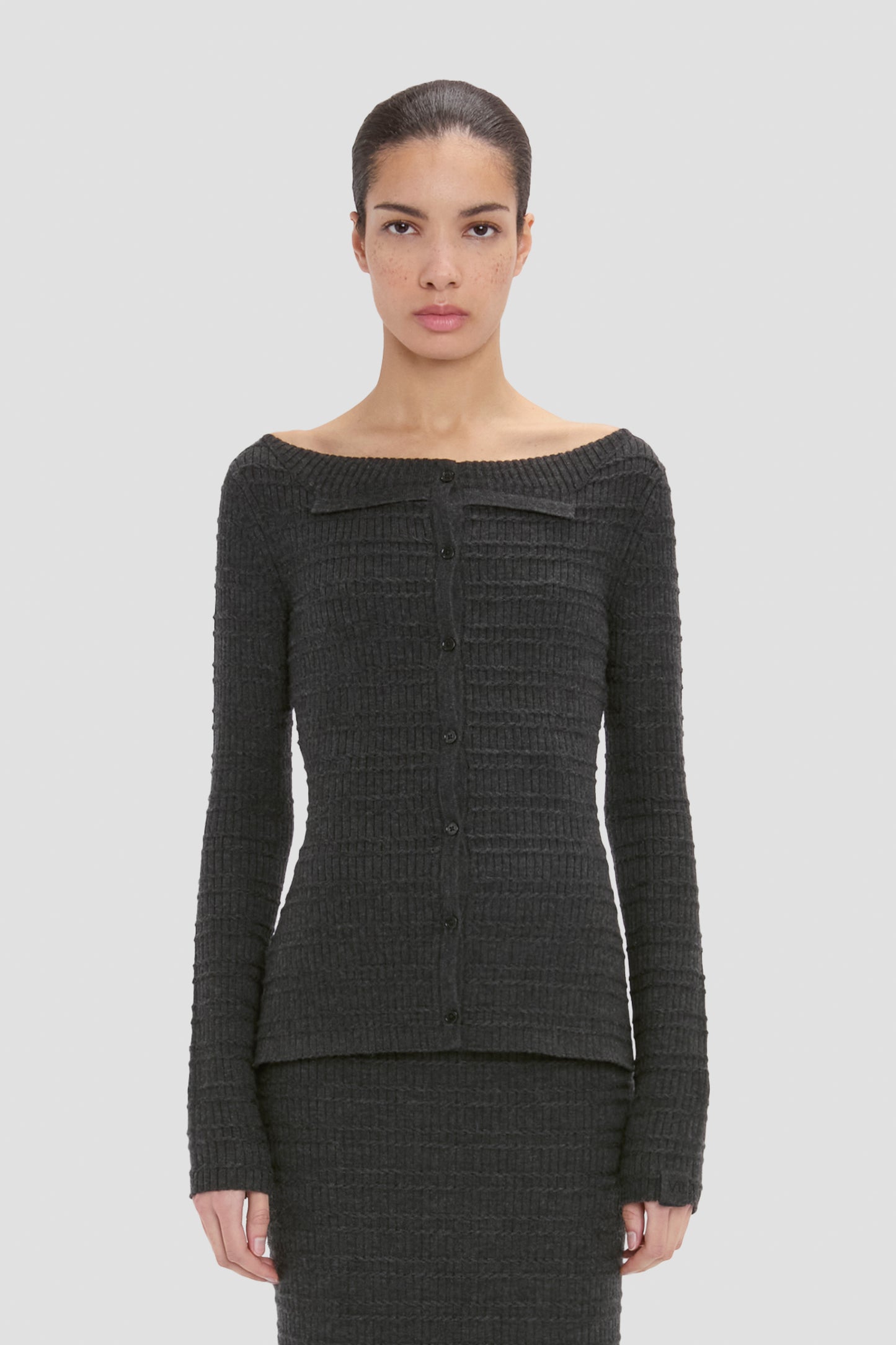 Folded Cardigan In Grey Melange