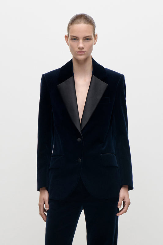 Single Breasted Tailored Jacket In Dark Navy