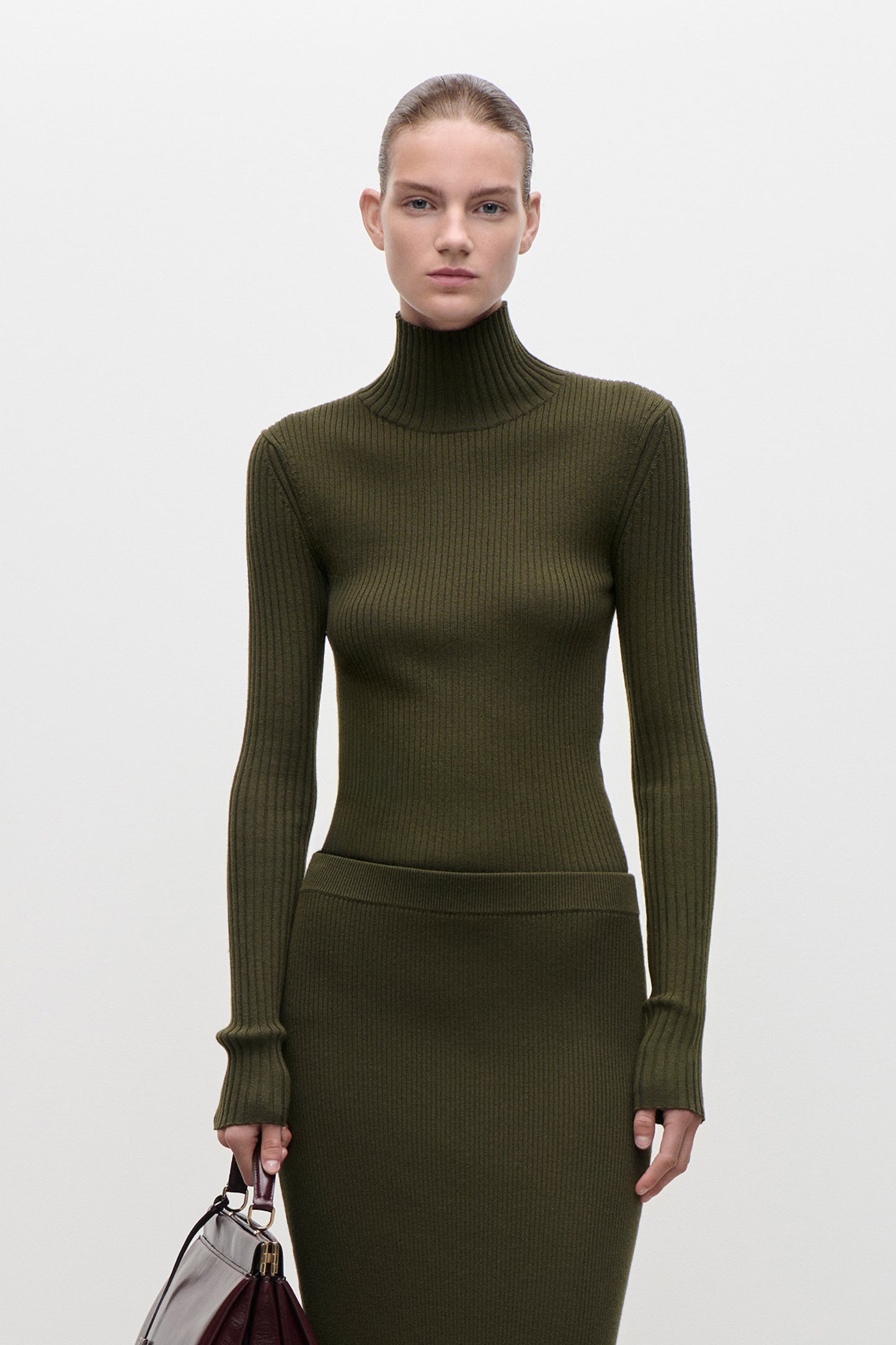 High Neck Jumper In Green