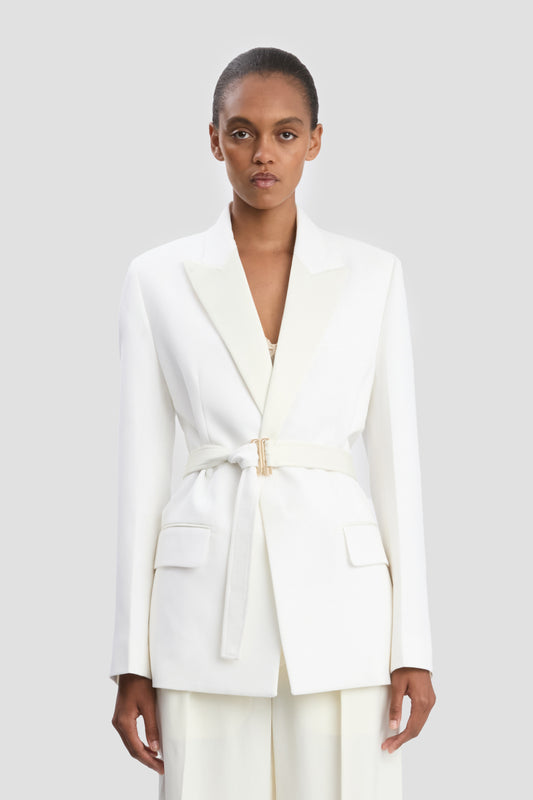 Belted Tailored Jacket In Ivory