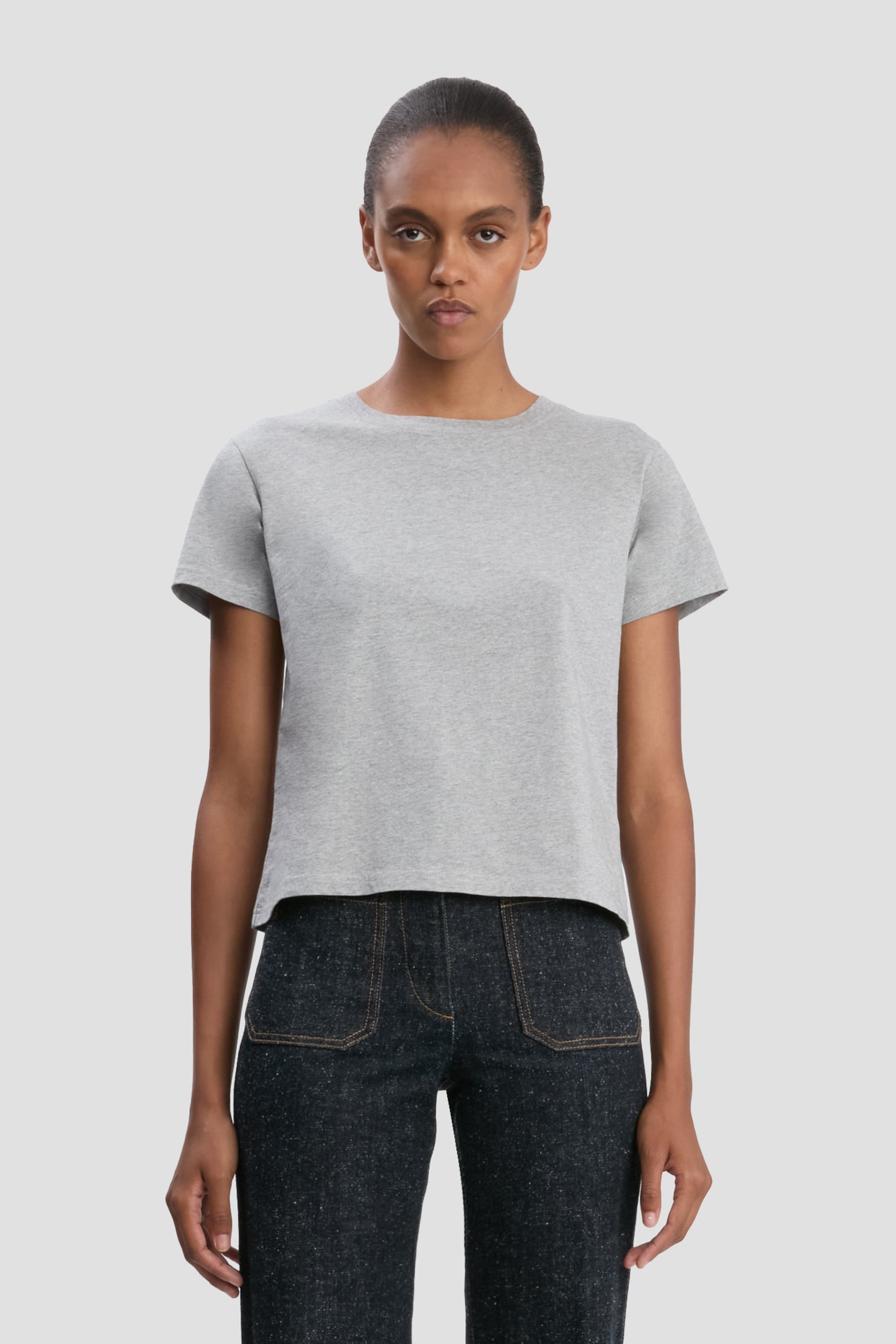 Shrunken Fit T-Shirt In Grey Marl