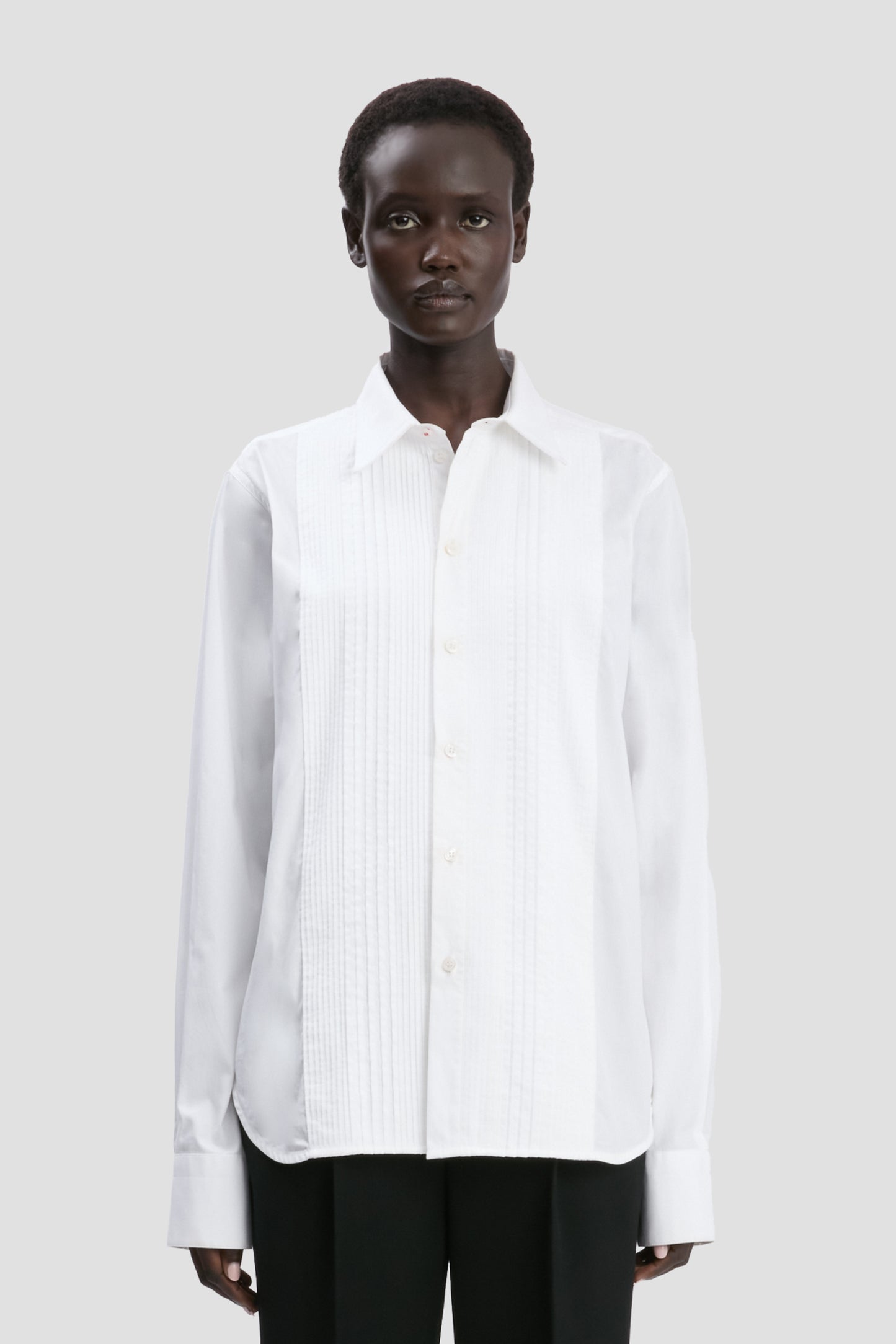 Pin Tuck Shirt In White