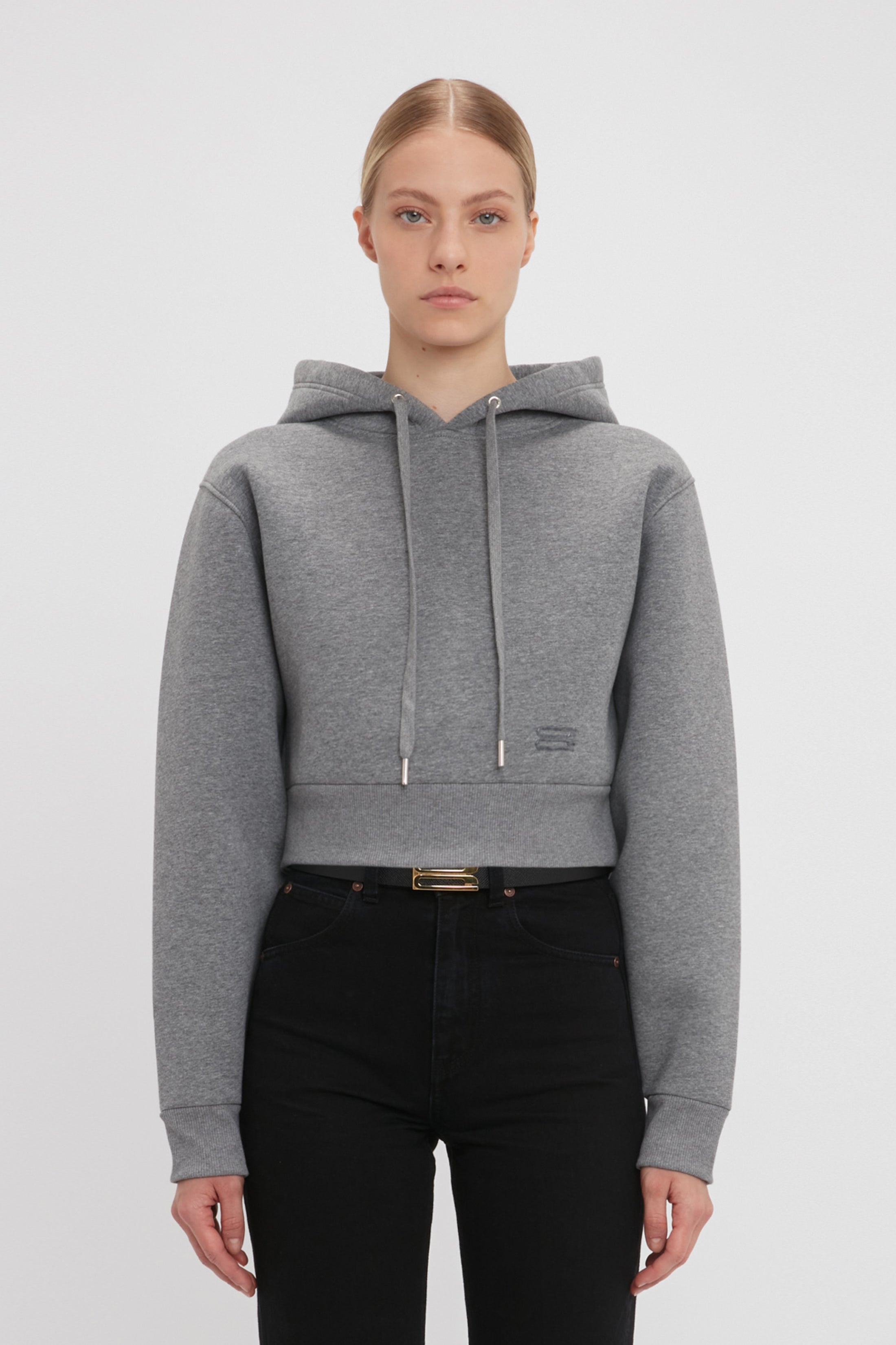 Cropped Structured Hoodie Marl