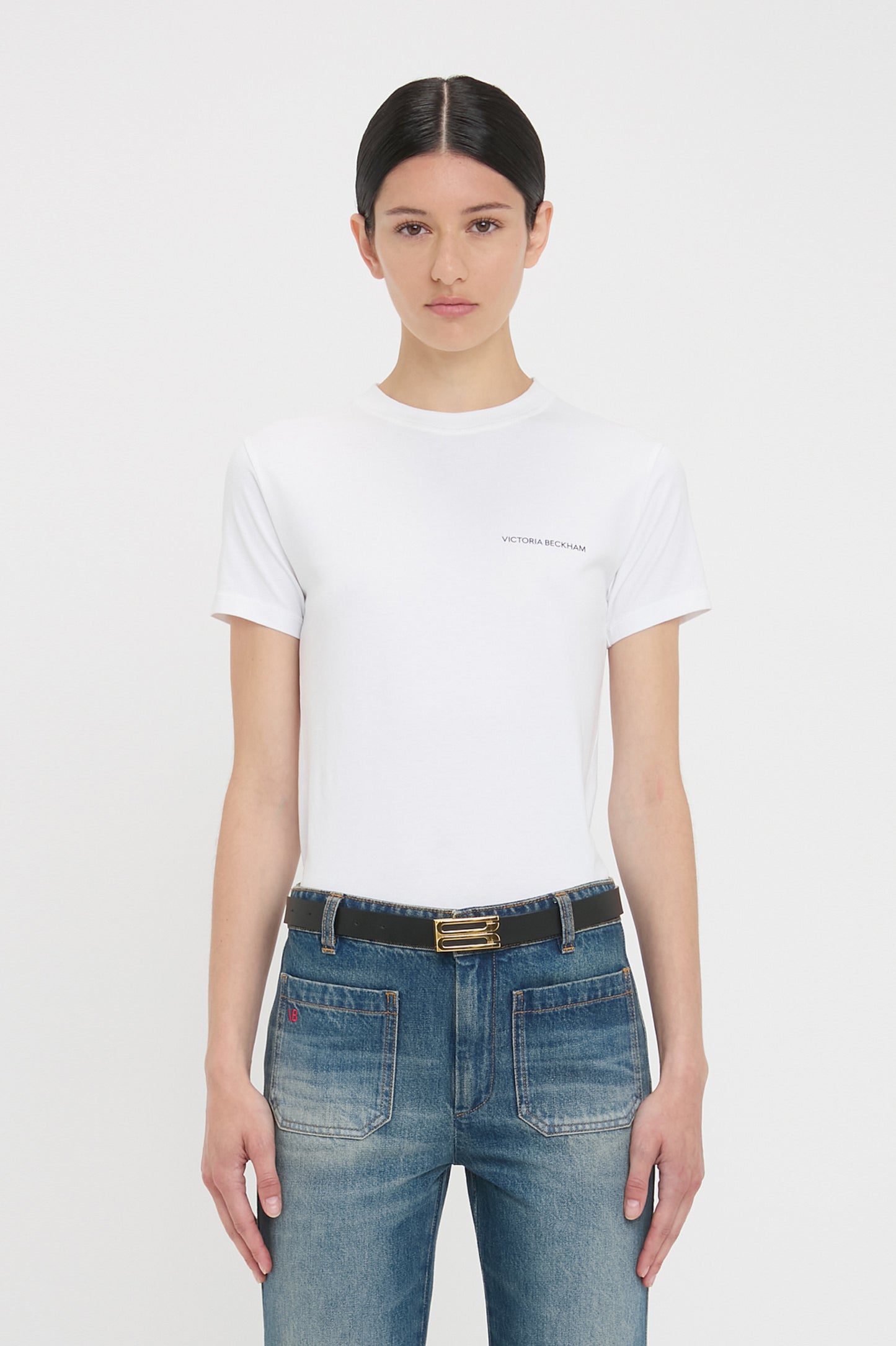 Fitted Shrunken Logo T-Shirt In White