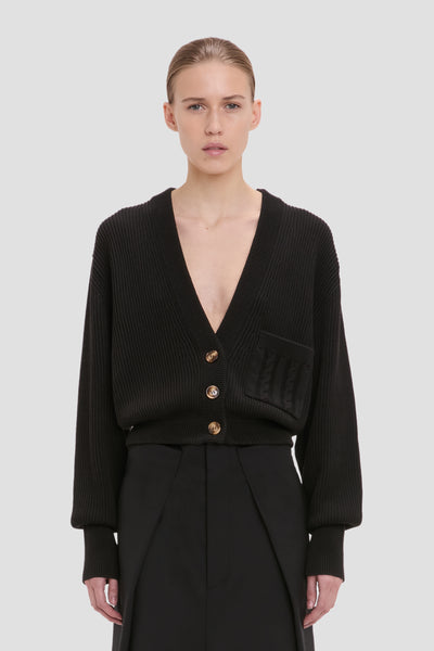 Cable Pocket Cardigan In Black – Victoria Beckham
