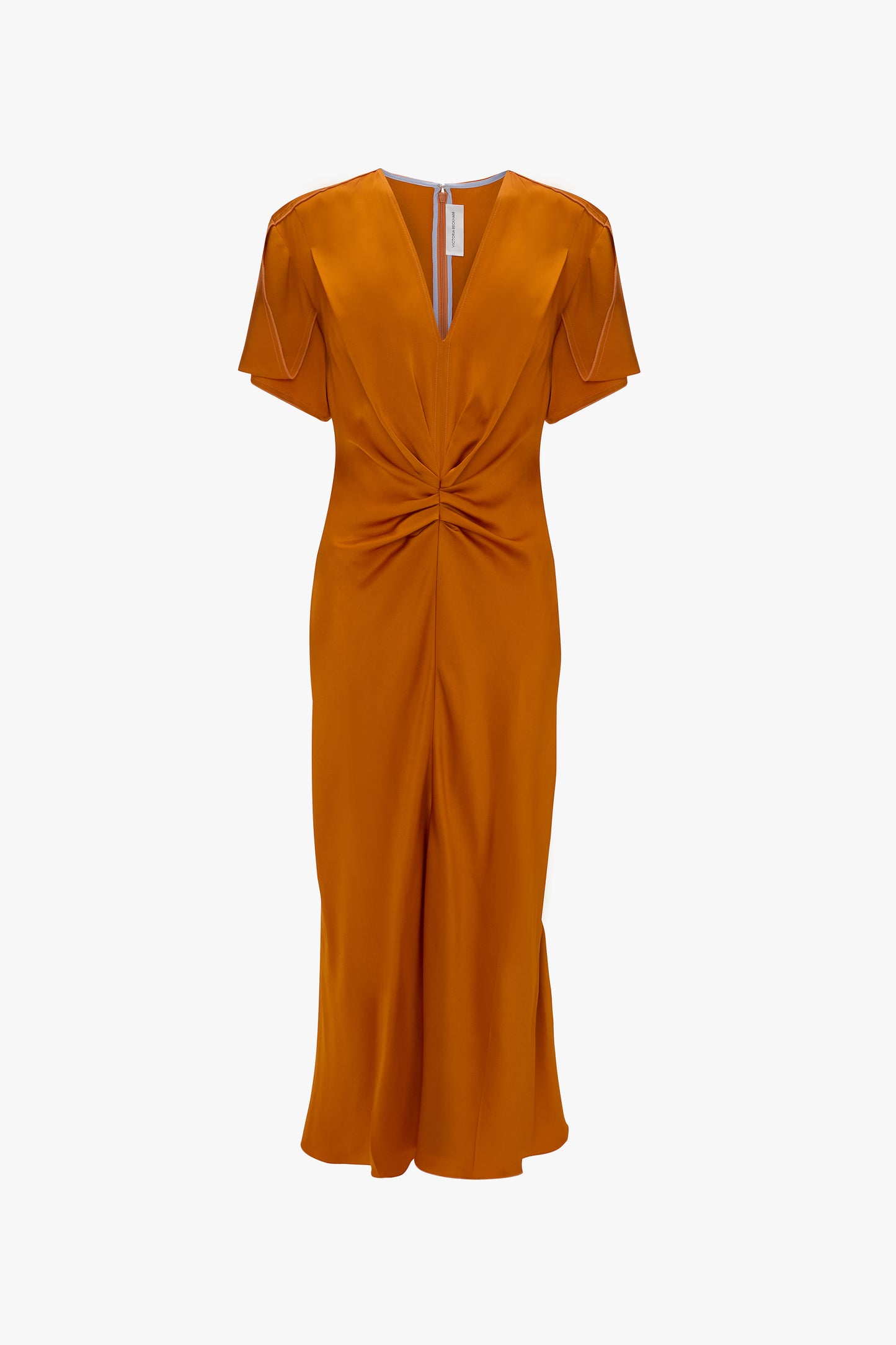 Eva V-Neck Midi Dress In Sunset Orange
