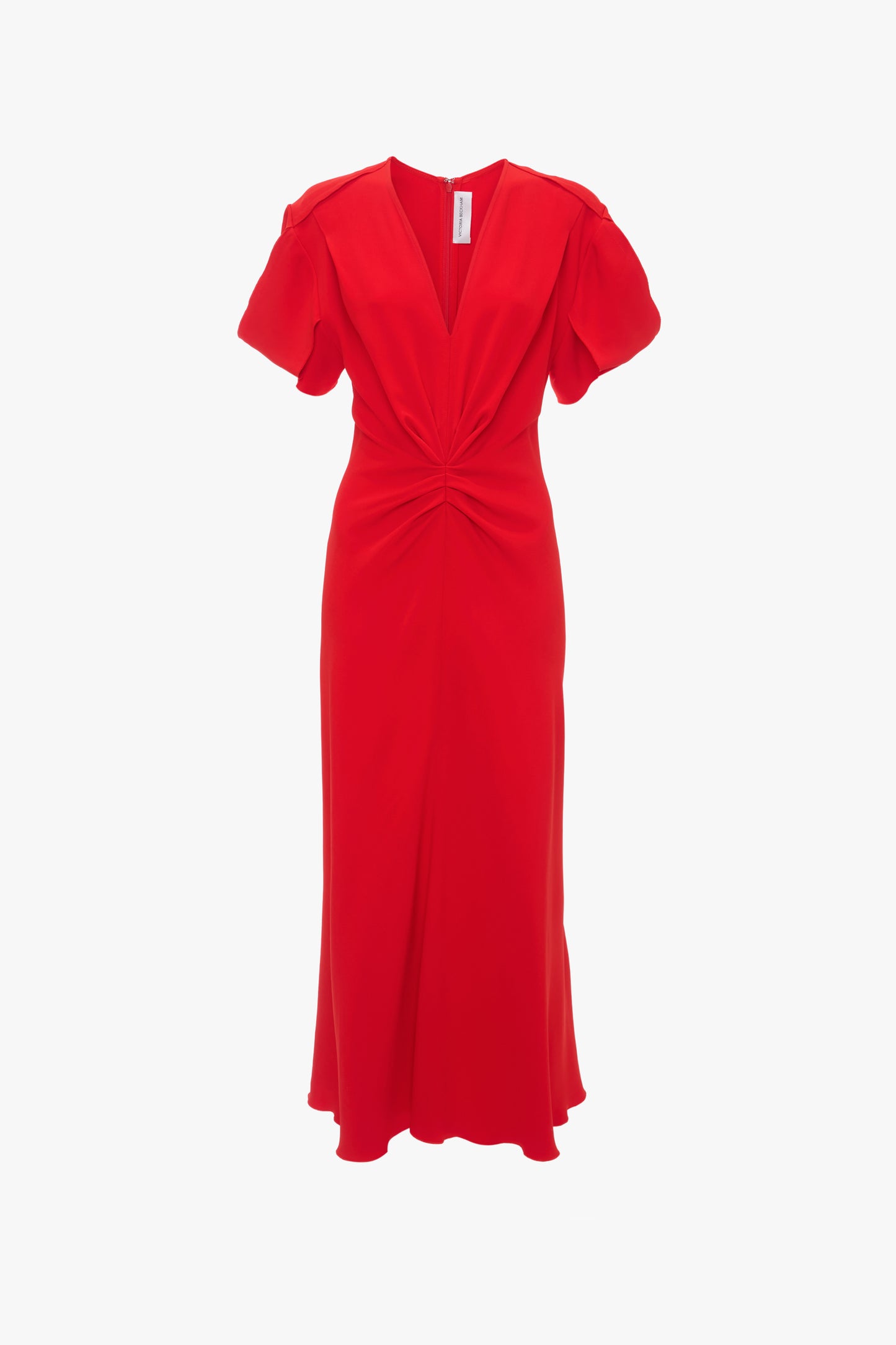 Eva V-Neck Midi Dress In Tomato