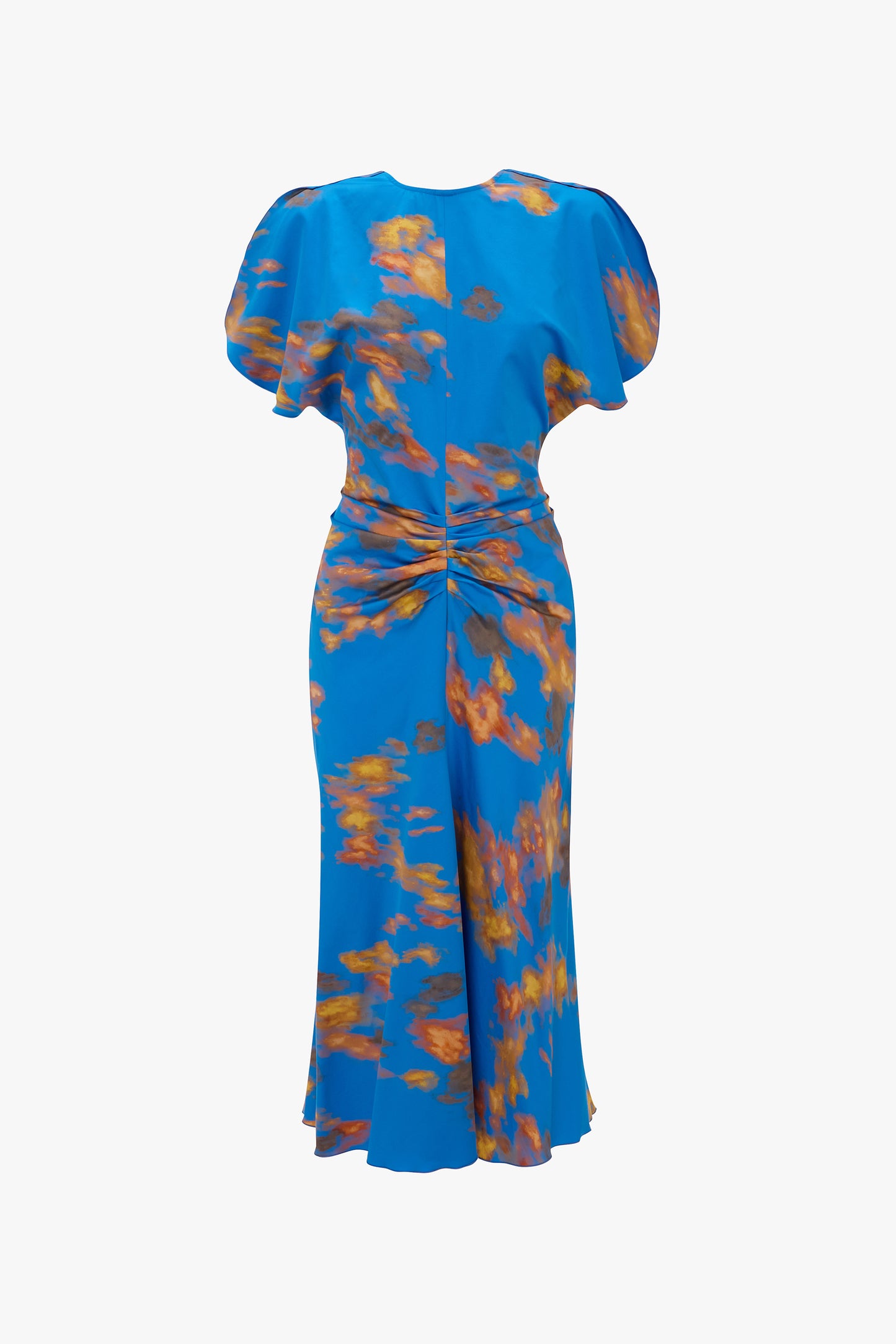 Bela Midi Dress In Blue Abstract Floral Print