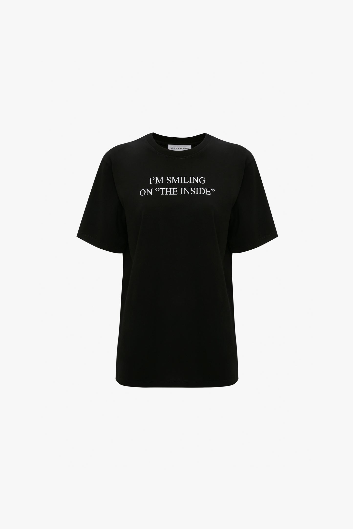 I'm Smiling On The Inside Slogan T-Shirt in Black