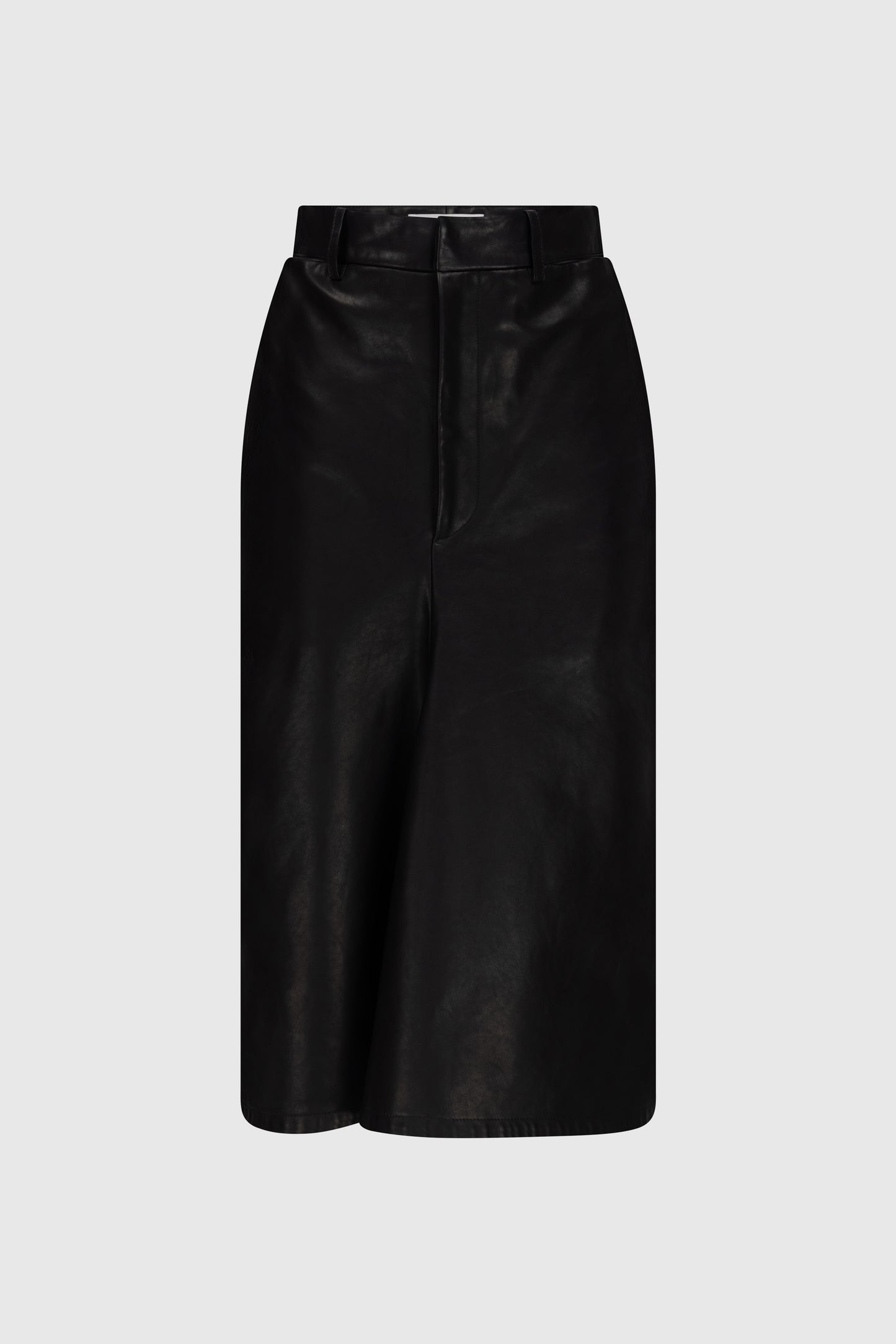 Kick Detail Leather Skirt In Black