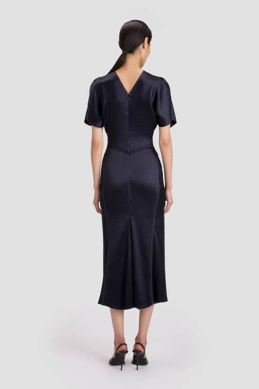 Leather Bela Midi Dress In Black – Victoria Beckham UK