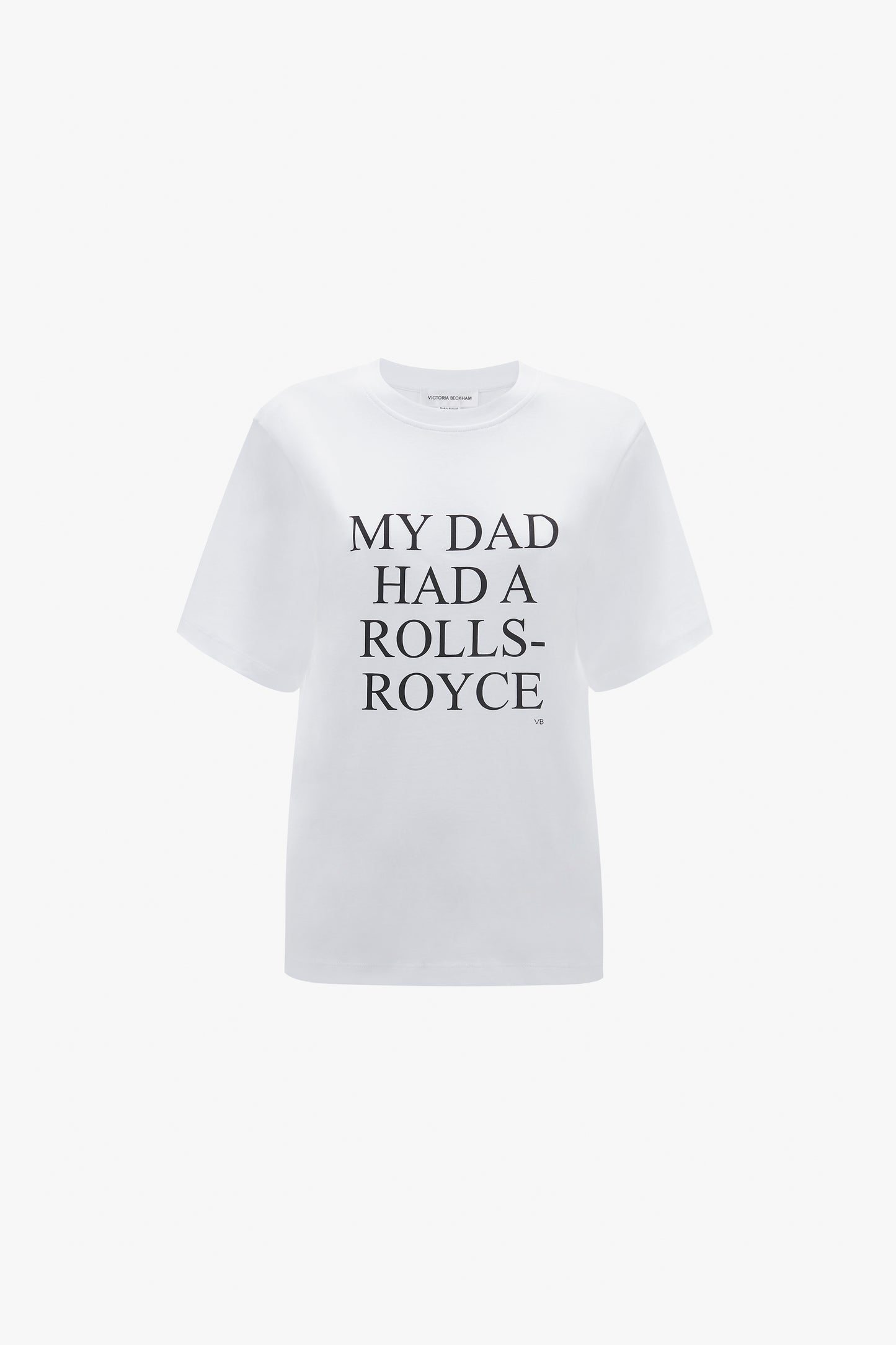 Slogan Tee In White 'My Dad Had A Rolls-Royce'