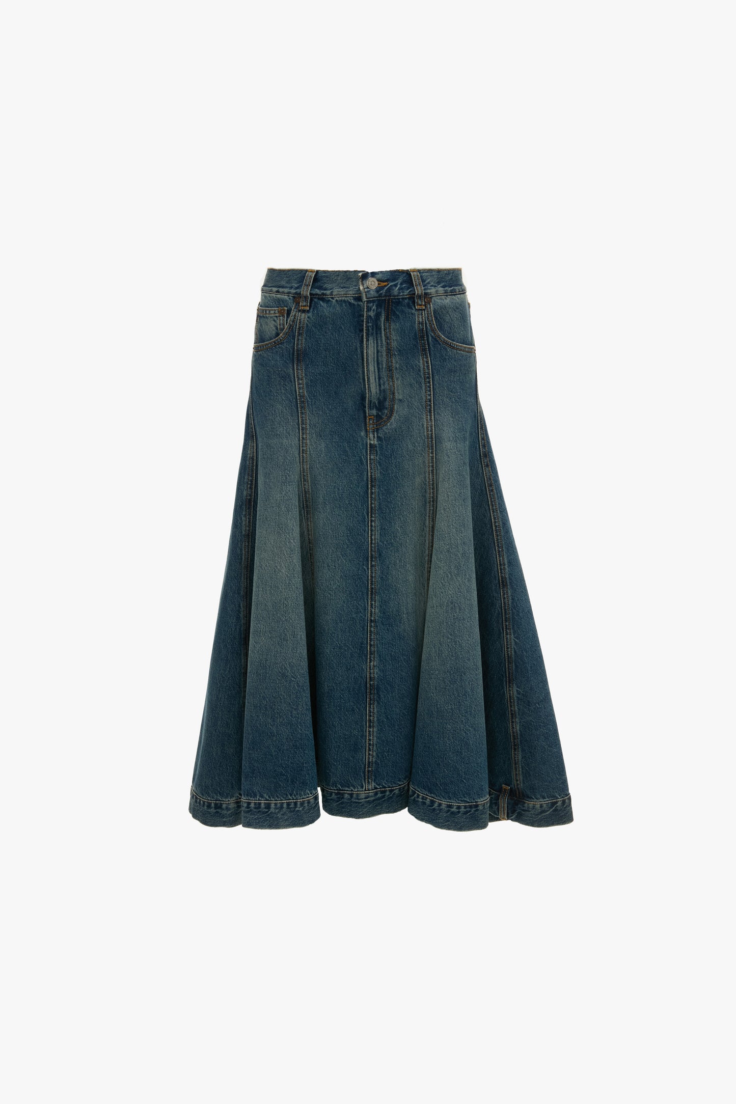 Panelled Skirt In Classic Blue Wash