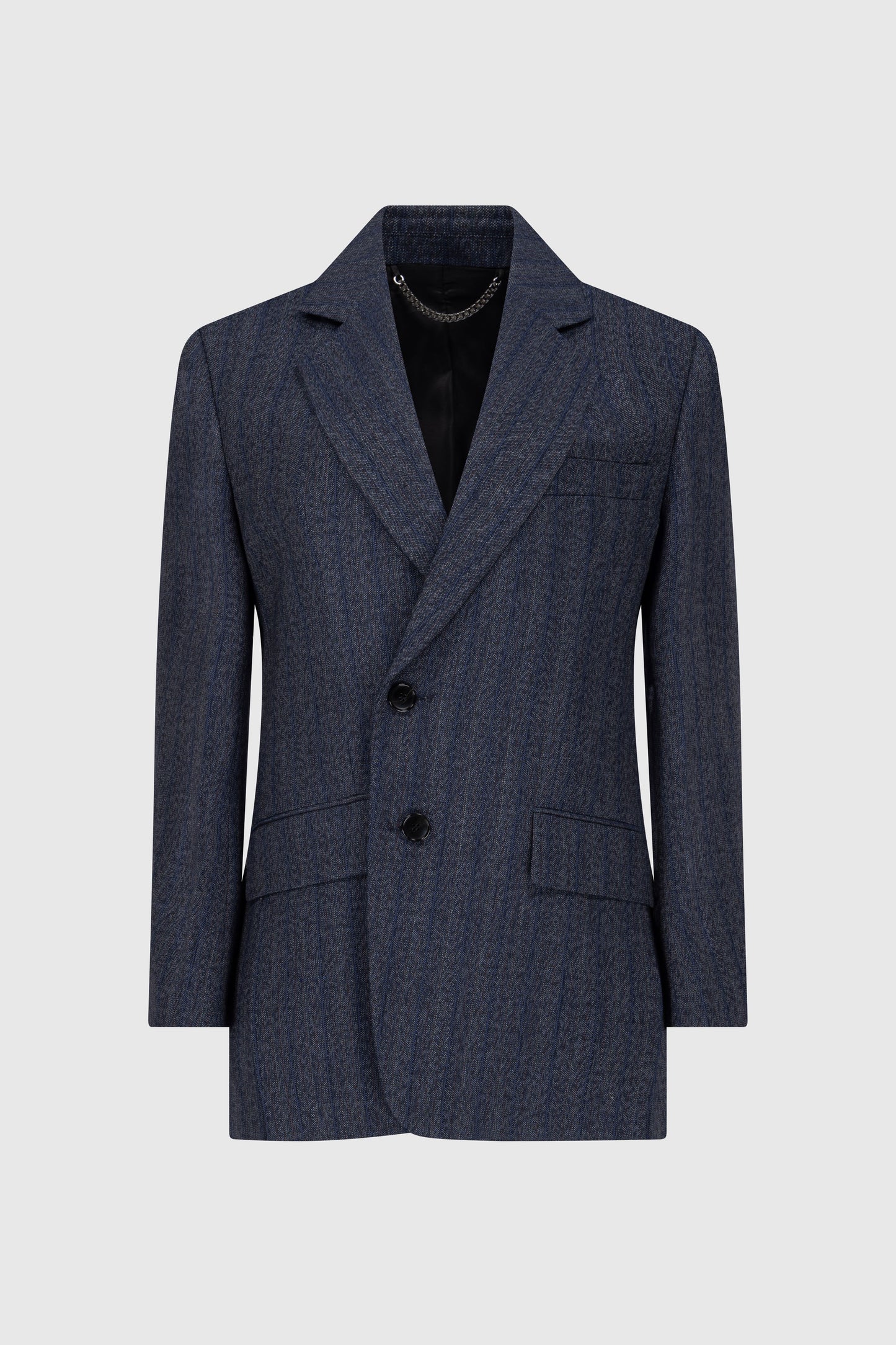Split Collar Jacket In Blue Melange