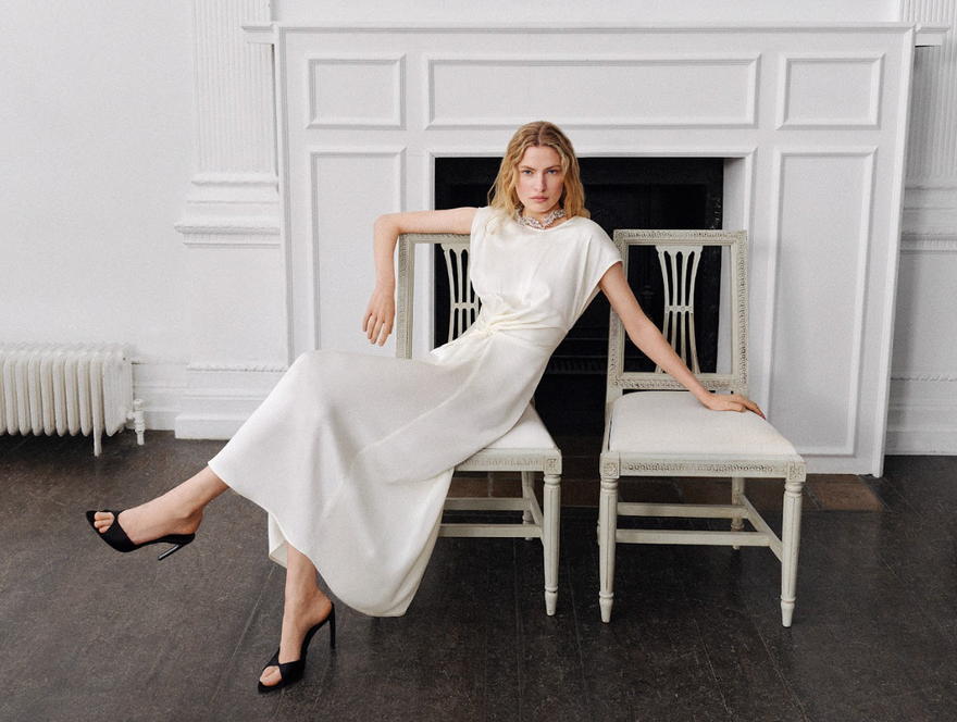 cami floor length dress in ivory NILI LOTAN Cami Gown in Cream
