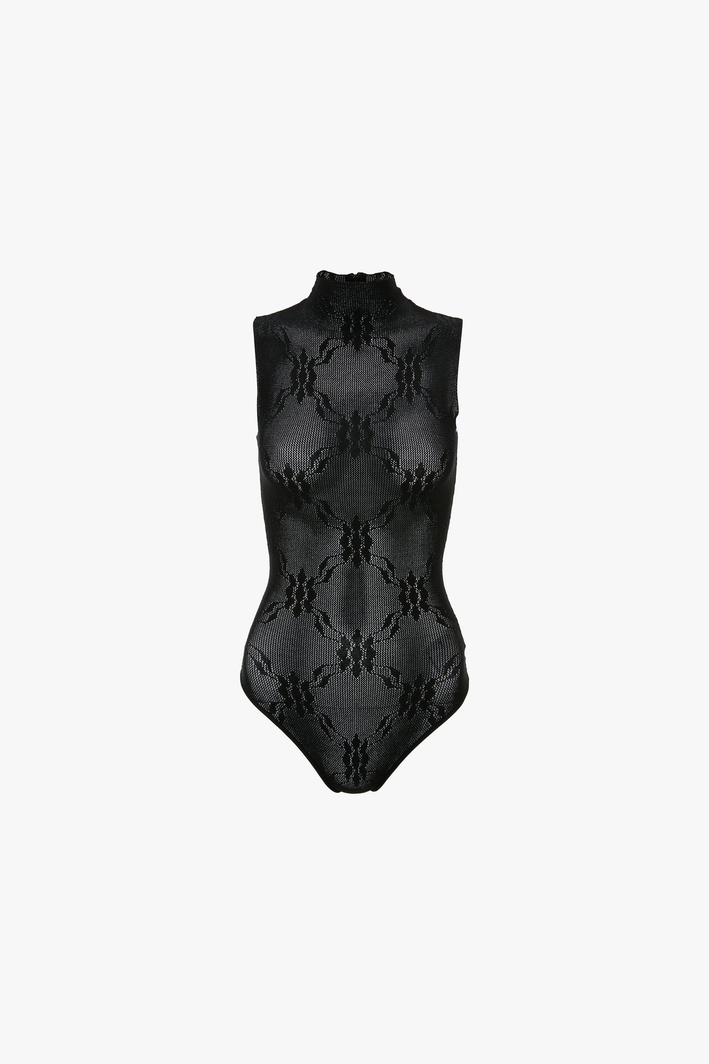 Sleeveless High Neck Bodysuit In Black