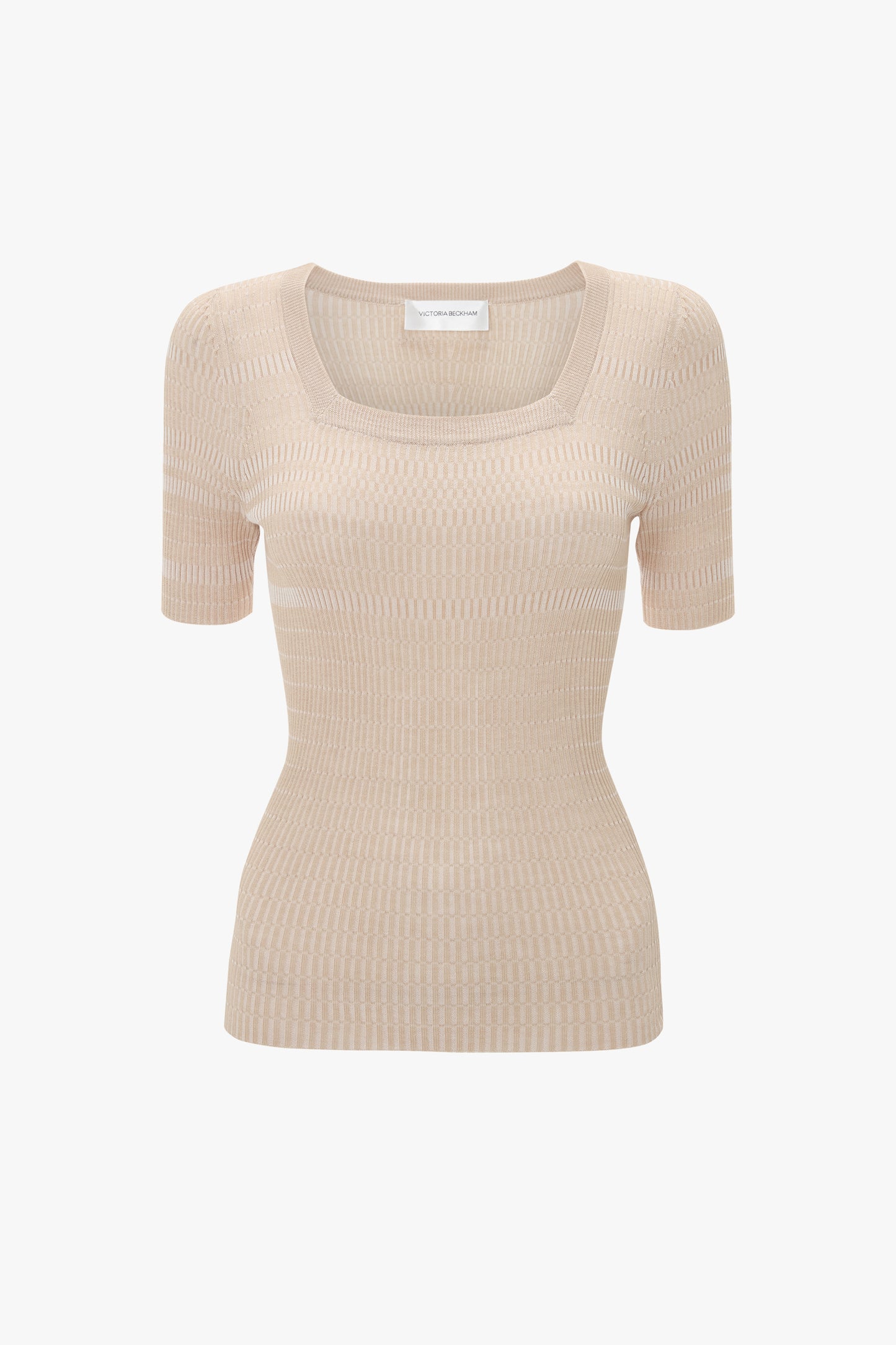 Fitted Square Neck Top In Sepia-White