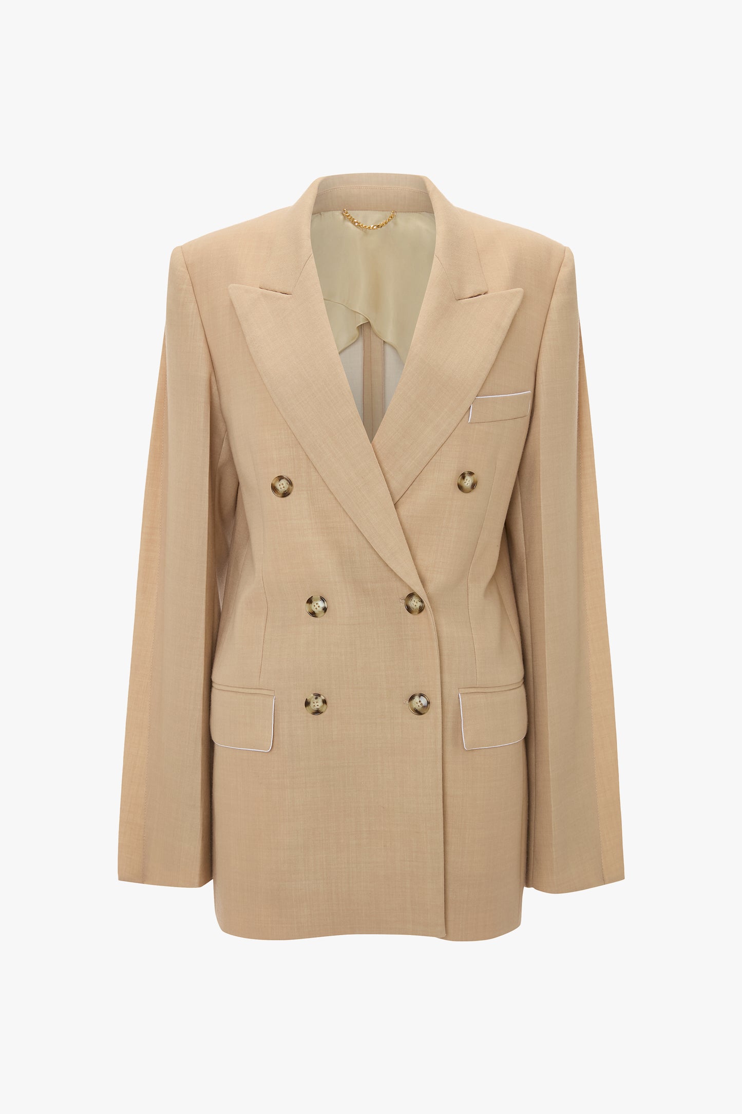 Double-Breasted Jacket In Sepia-Ivory