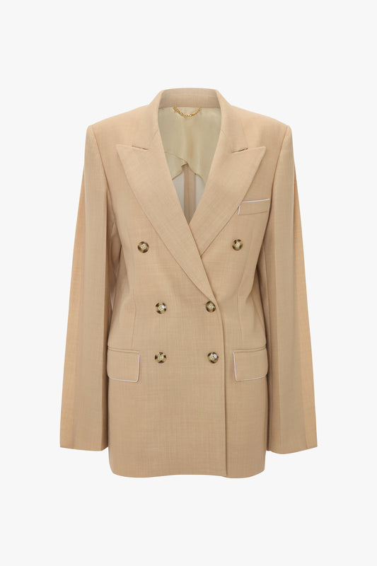 Double-Breasted Jacket In Sepia-Ivory – Victoria Beckham UK