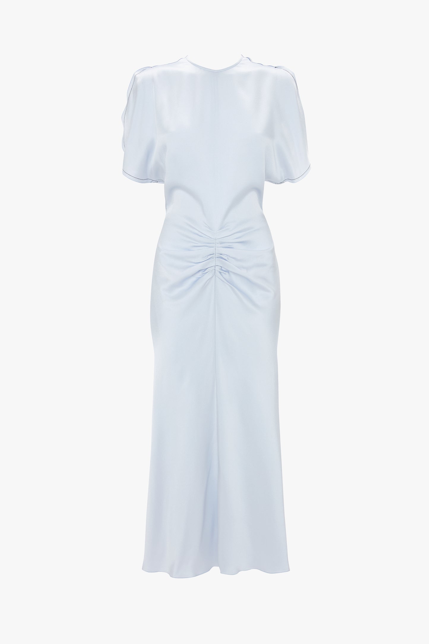 Gathered Waist Midi Dress In Ice