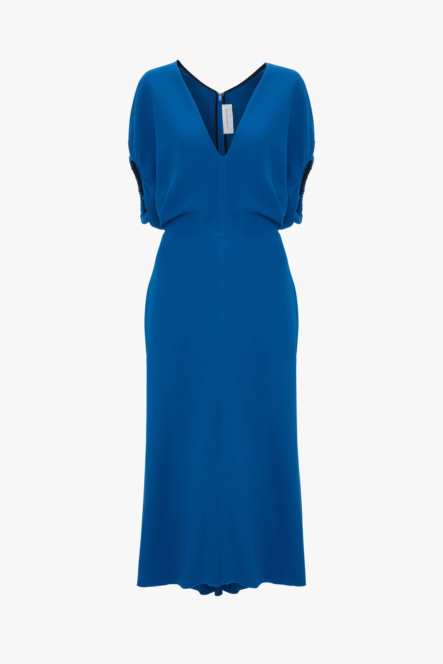 Blouson Detail Midi Dress In Sapphire Blue