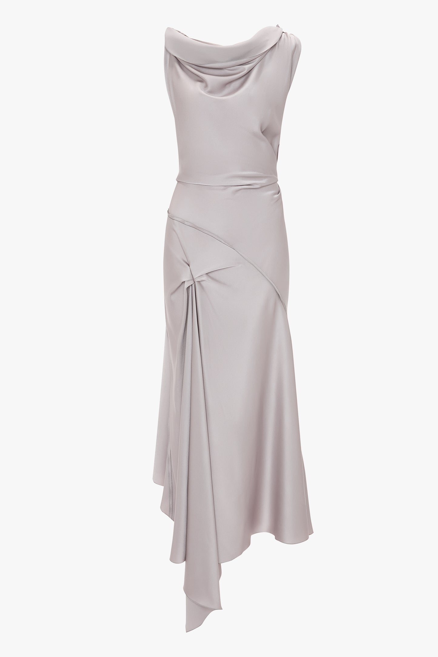 Asymmetric Draped Midi Dress In Heather