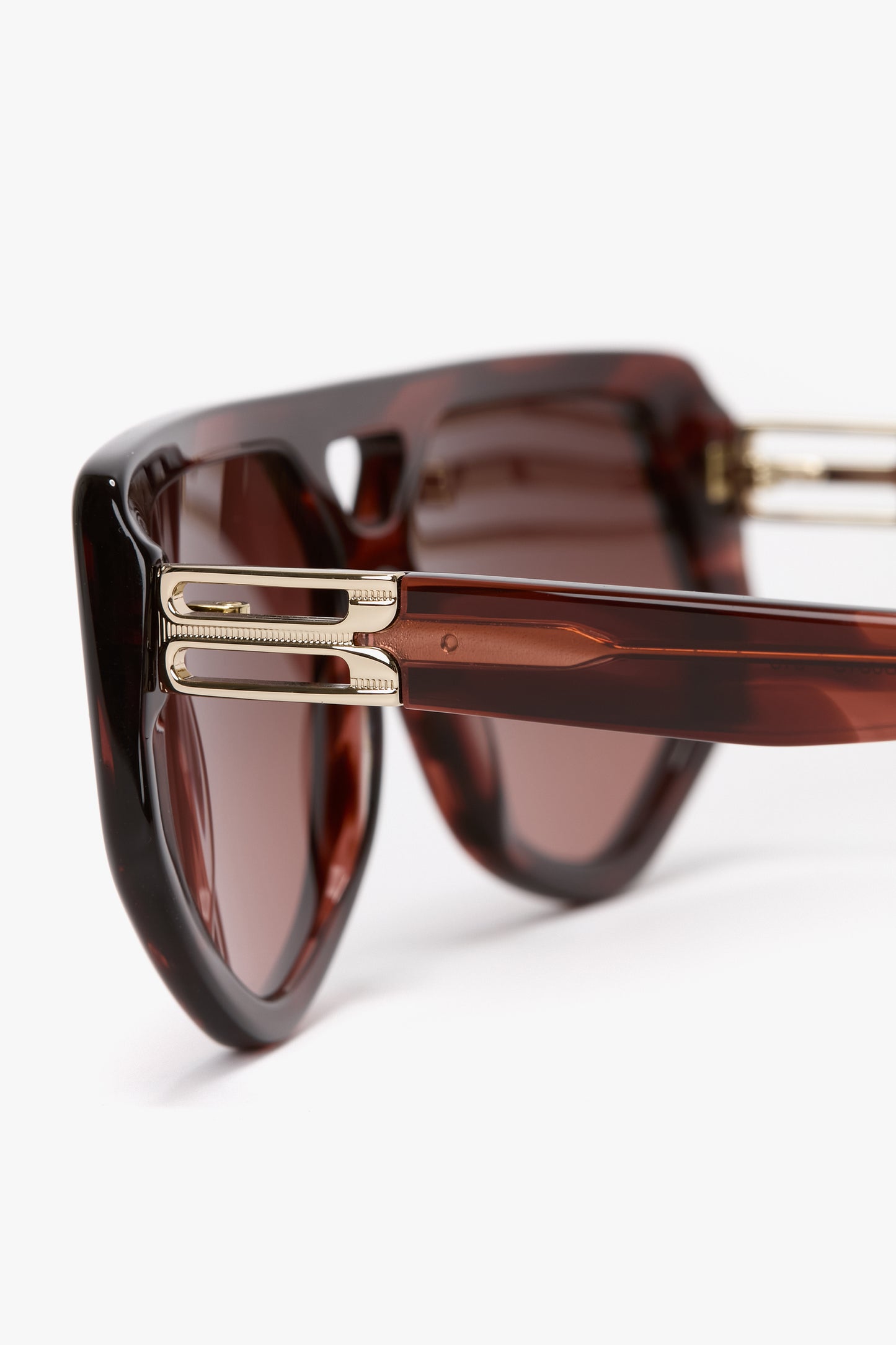 Double Bridge B Frame Logo Sunglasses In Striped Red