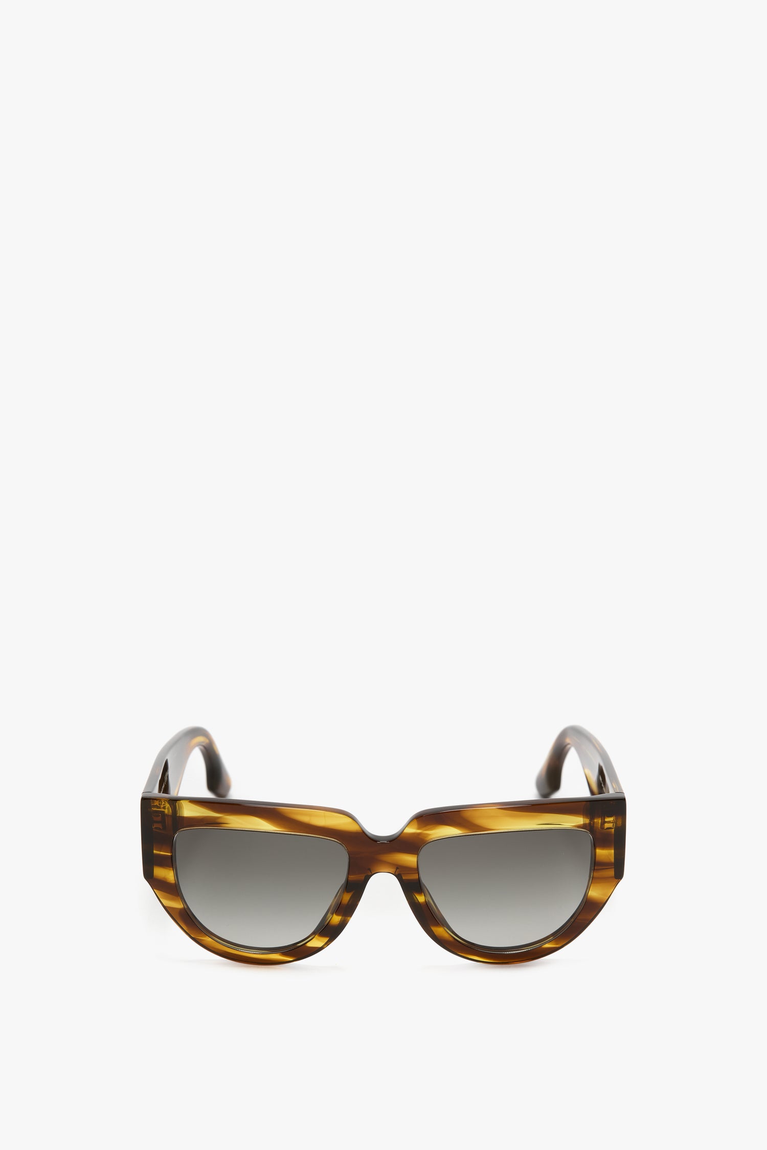 Soft Square Acetate Sunglasses In Striped Tobacco – Victoria