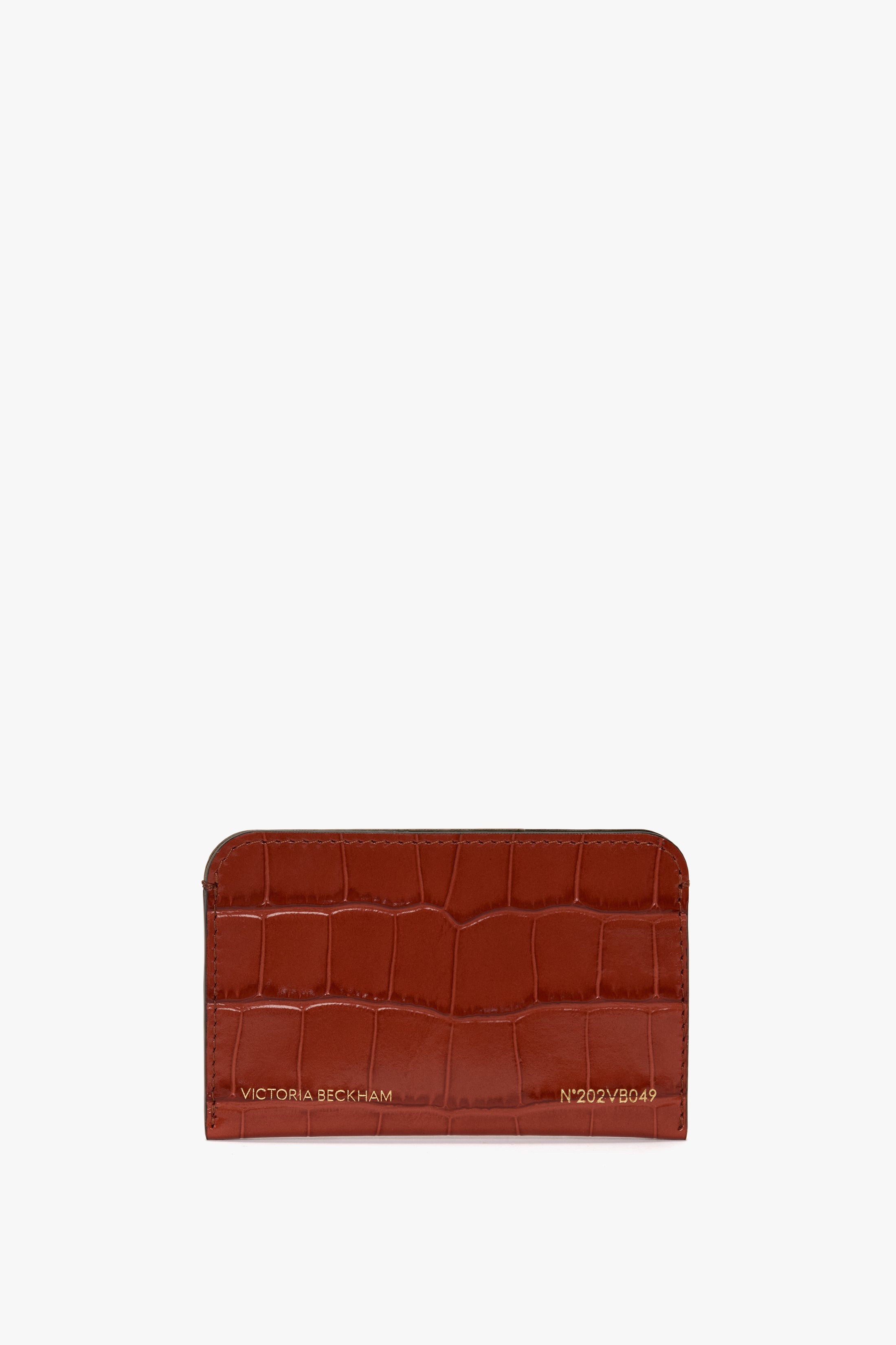Envelope Card Holder Brick Croc Embossed Leather