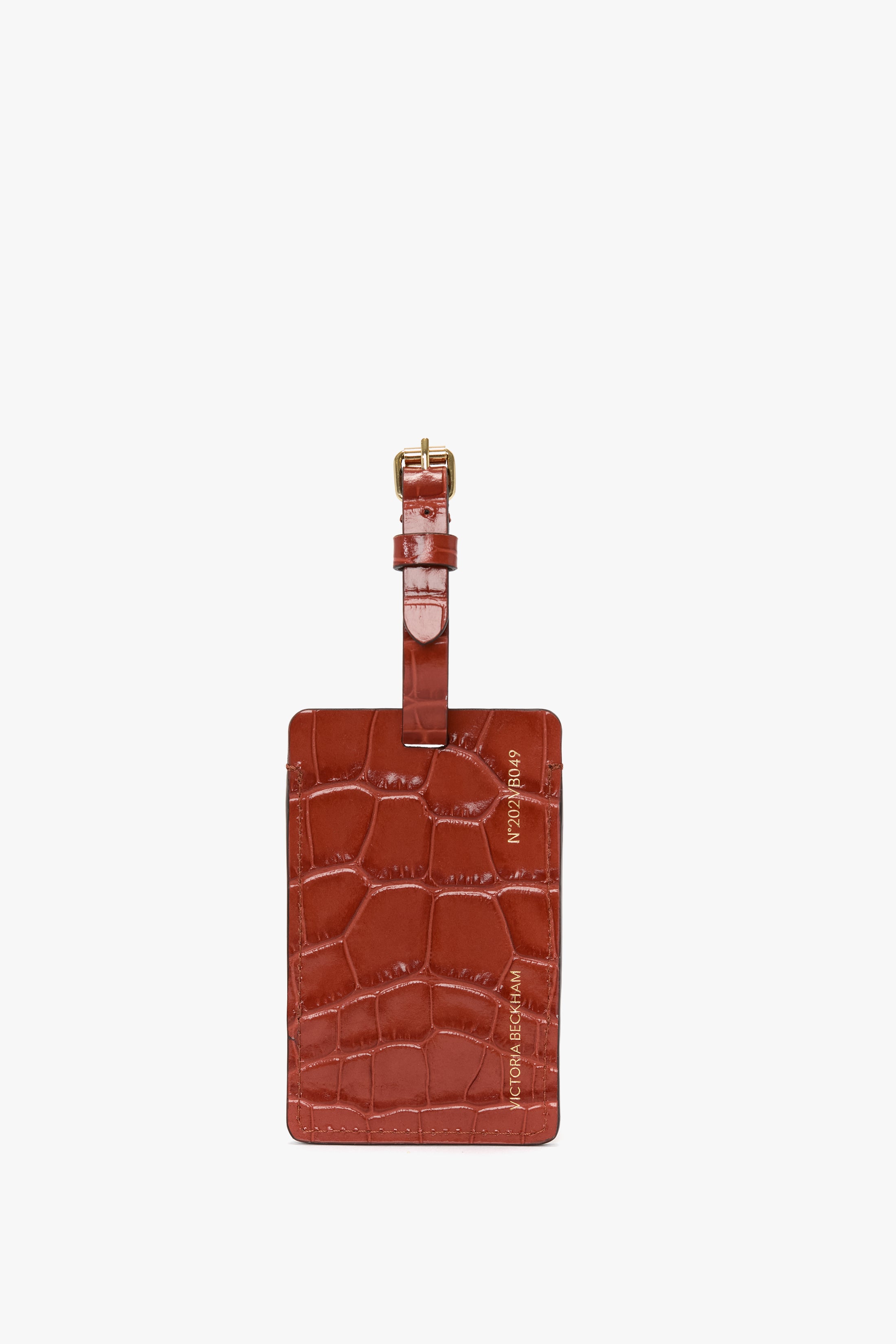 Luggage Tag Brick Croc Embossed Leather