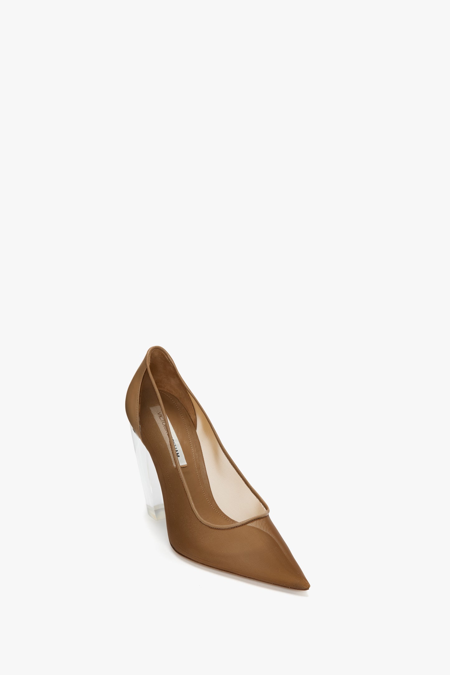 Transparent Heel Mesh Pump In Tan