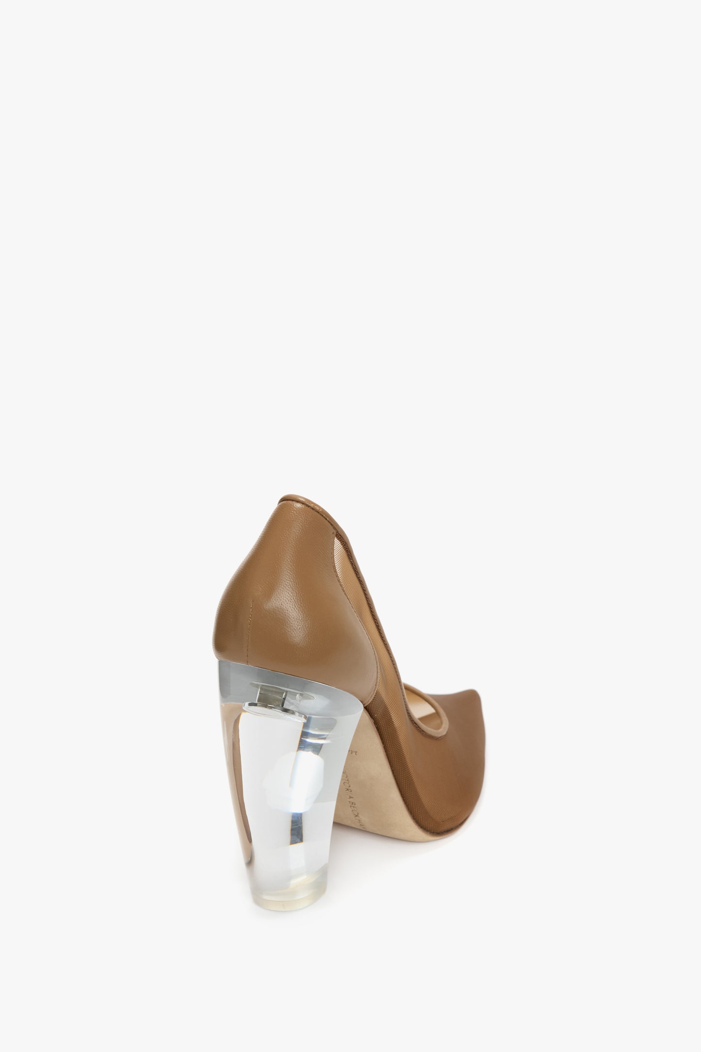Transparent Heel Mesh Pump In Tan