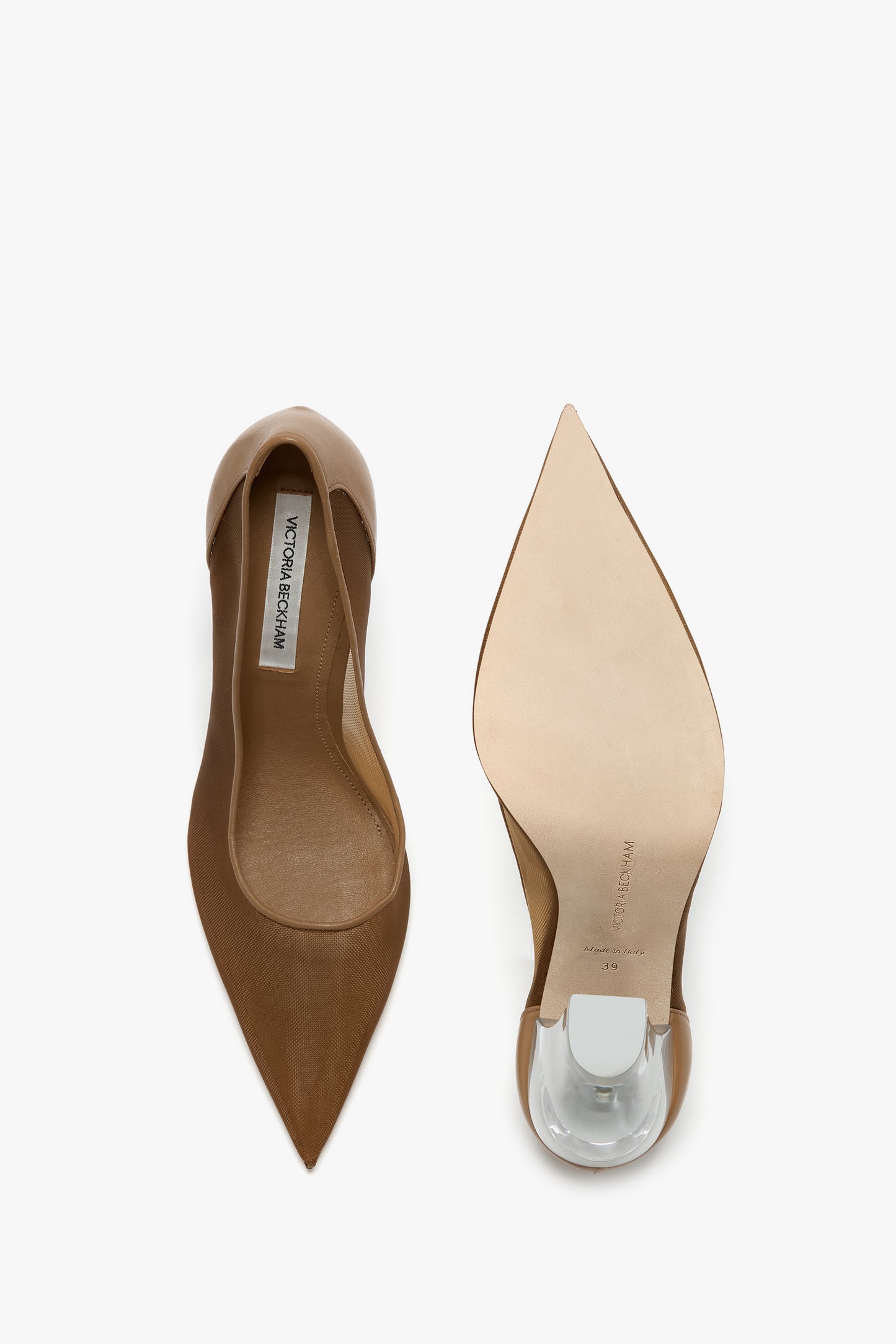 Transparent Heel Mesh Pump In Tan