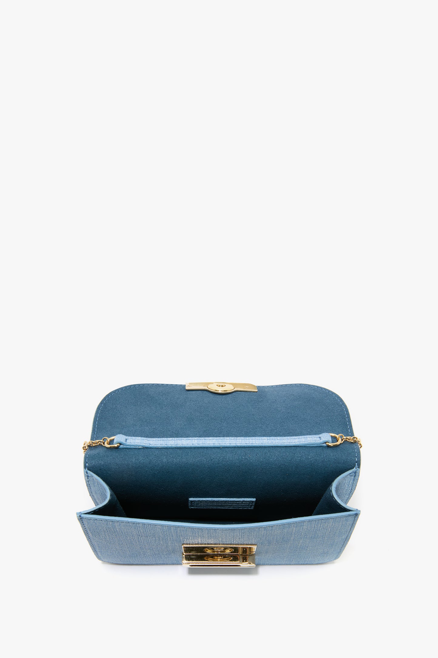 Nano Dorian Bag With Chain In Light Blue Chambray Effect Suede