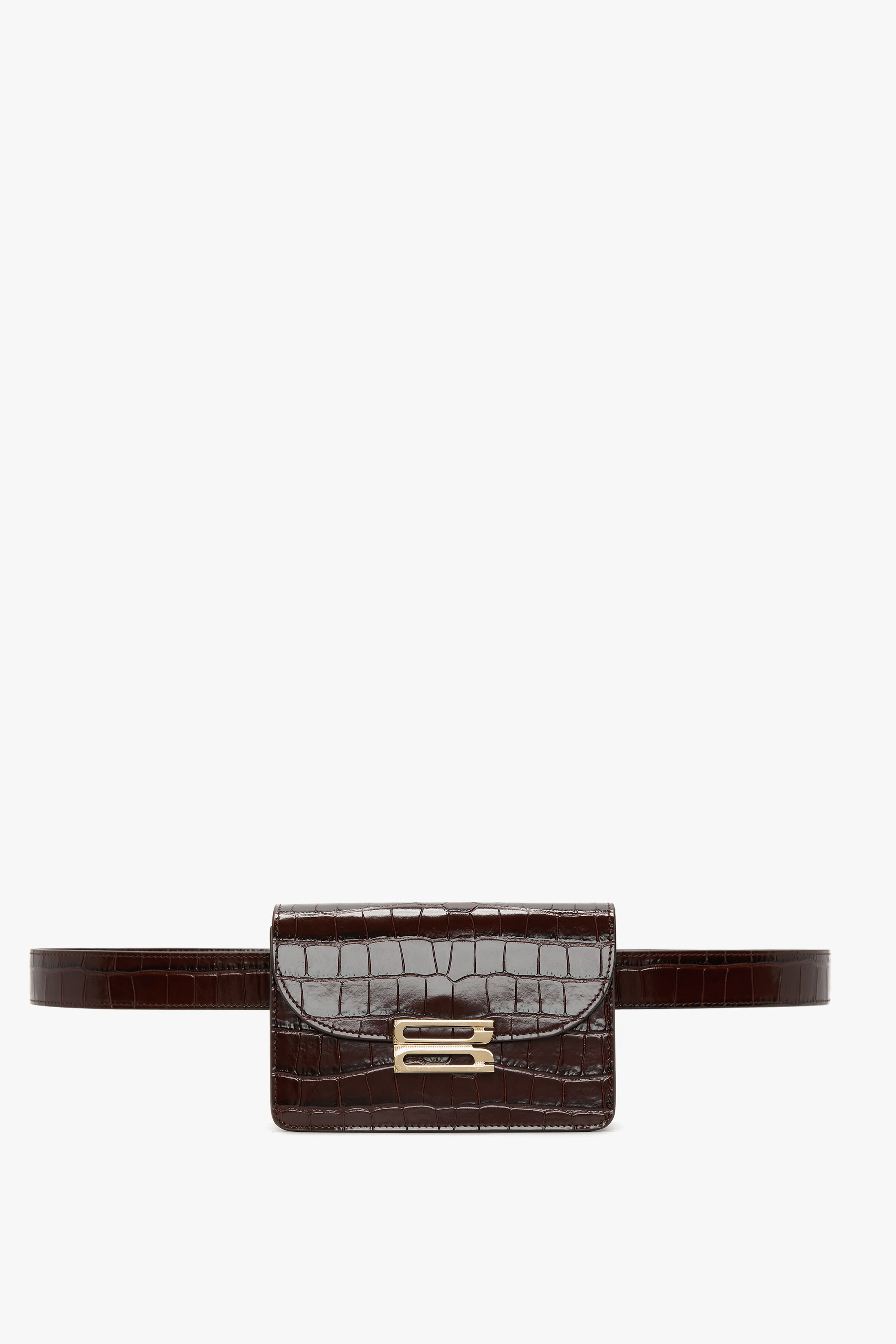 Nano Dorian Belt Bag Dark Croc Embossed Leather
