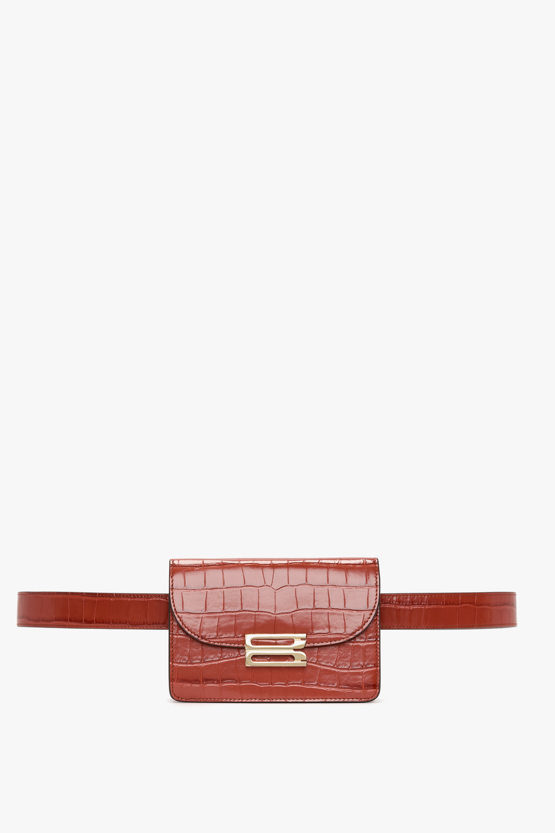 Nano Dorian Belt Bag Brick Croc Embossed Leather