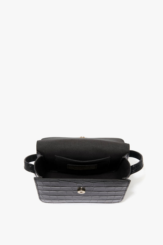 Jumbo Frame Shoulder Bag in Midnight Blue Croc-Effect Leather