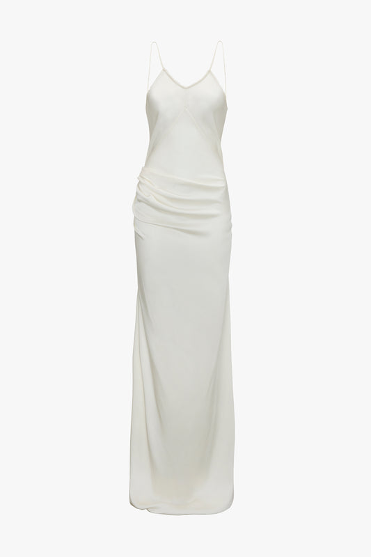 victoria beckham cami floor length dress in ivory Floor-Length – M (8) OFF-SHOULDER LONG-SLEEVE MERMAID GOWN lightweight feel Color:Coral-red
