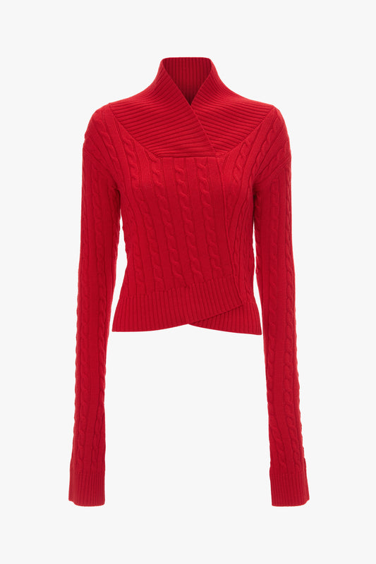 Wrap Detail Jumper In Red