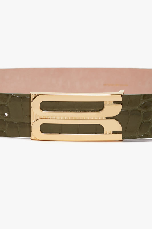 Jumbo Dorian Belt In Black Croc Embossed Calf Leather