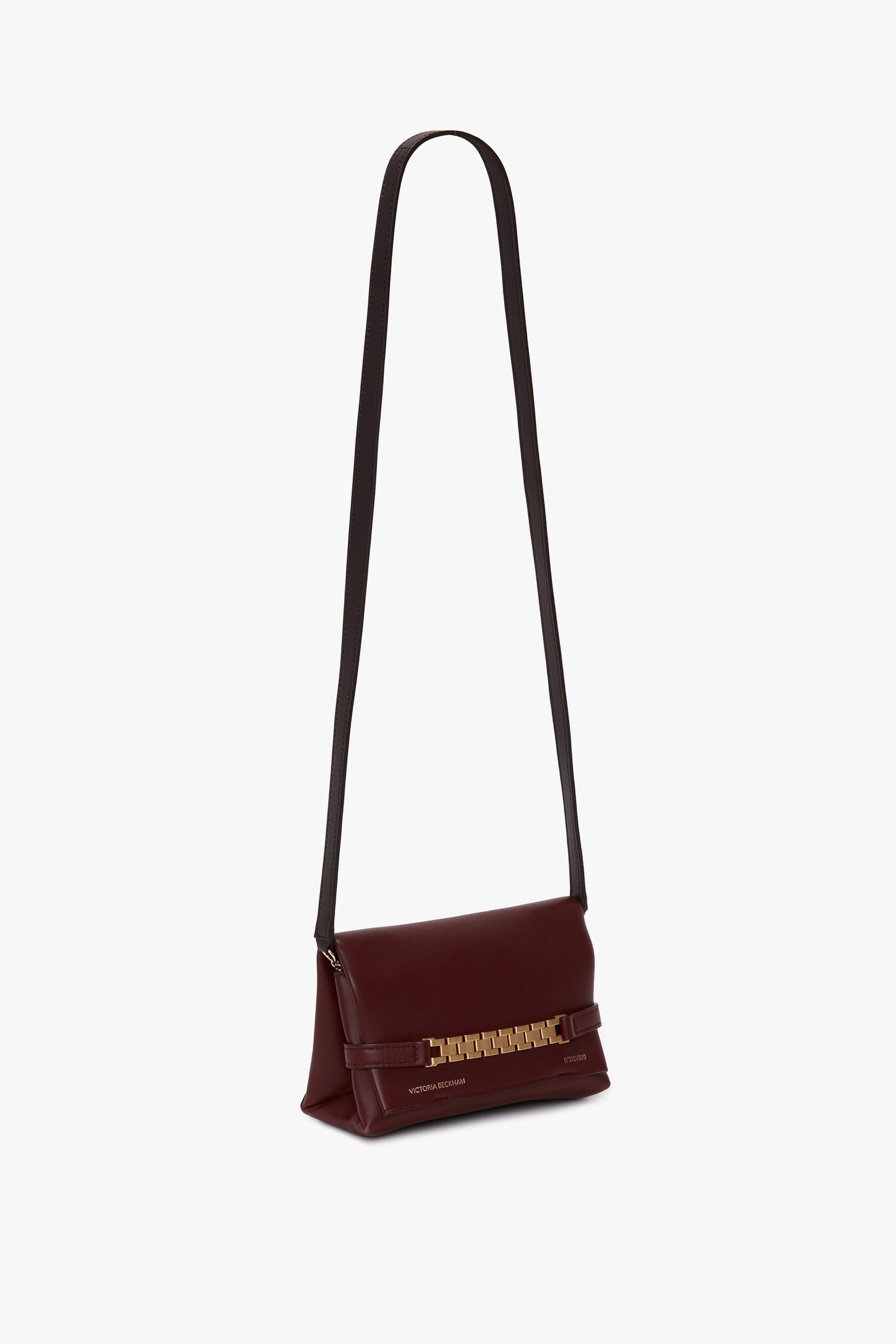 Mini Chain Pouch Bag With Long Strap In Burgundy Leather Victoria Beckham UK