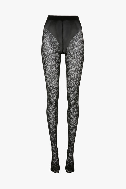Monogram Lace Tights In Black