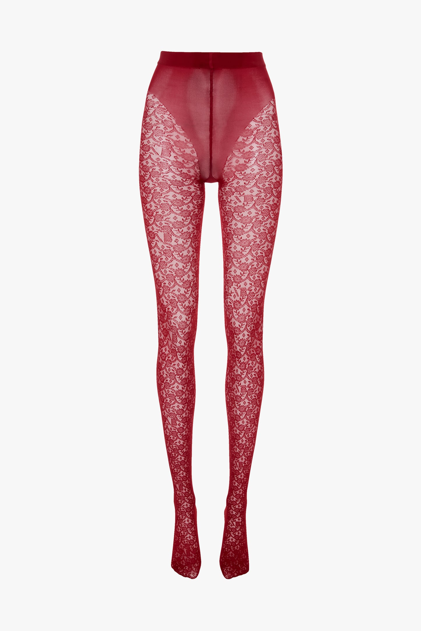 Monogram Lace Tights In Red