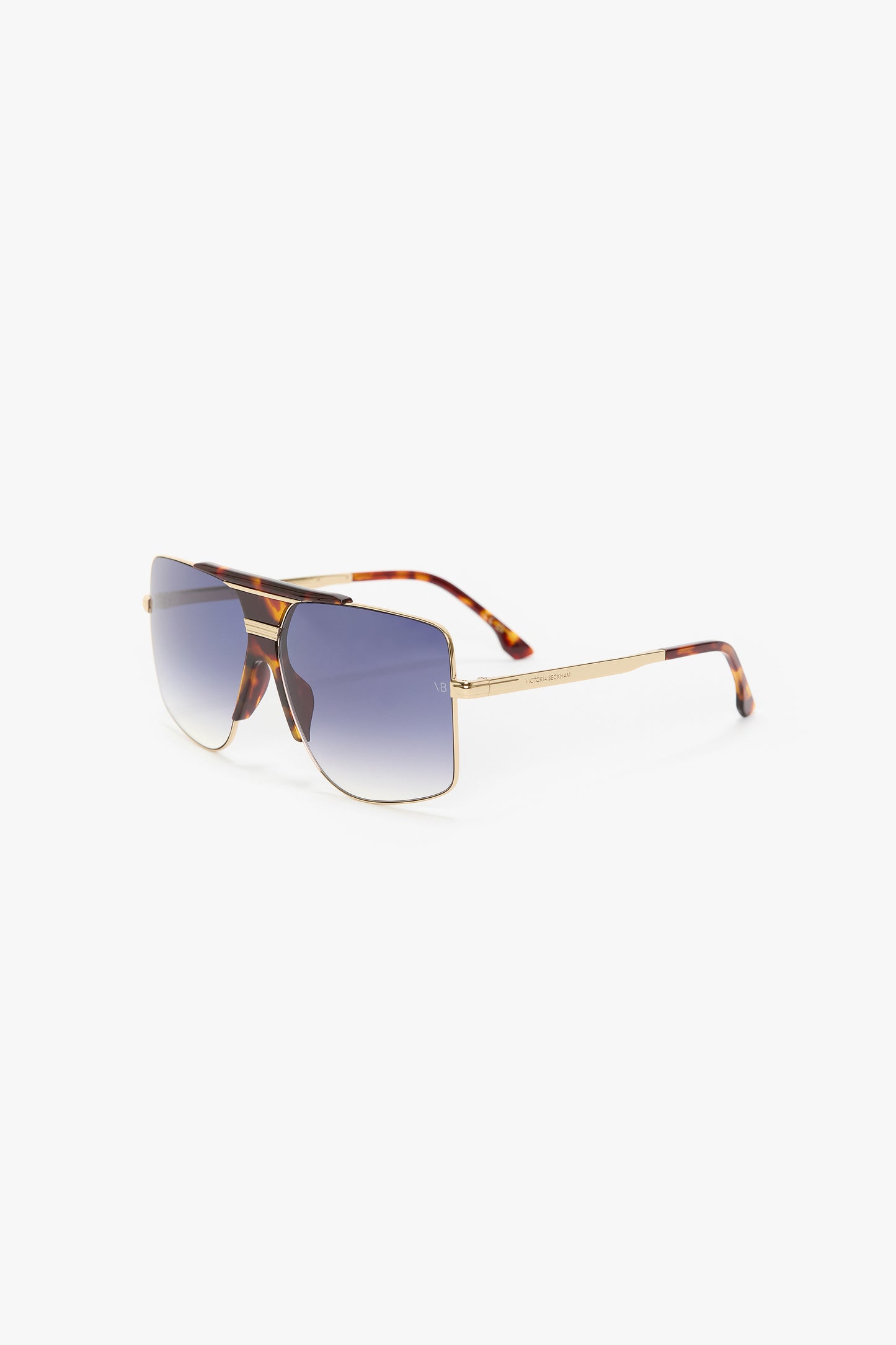 Oversized Metal And Acetate Frame In Gold Havana