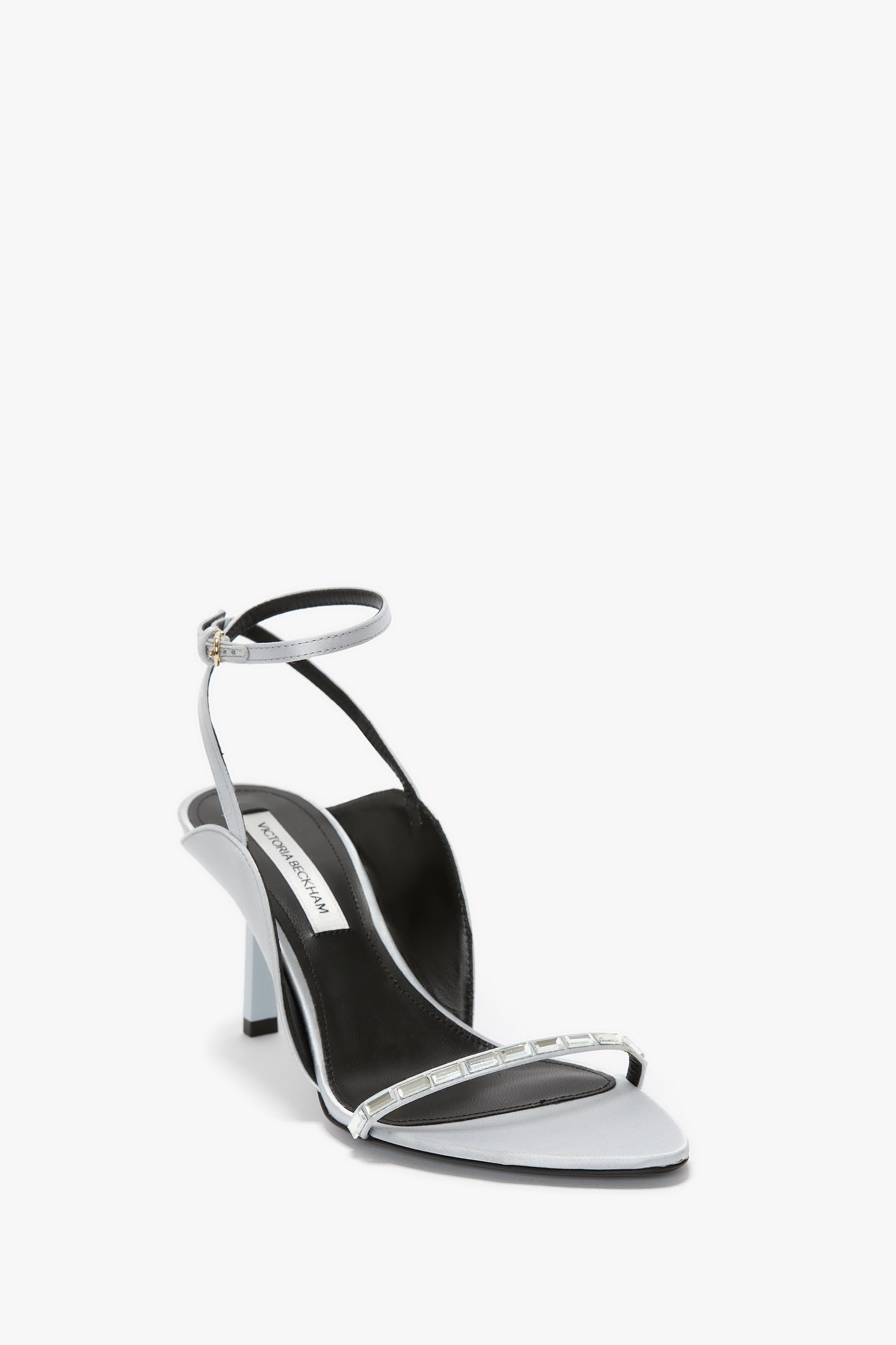 Victoria Embellished Stiletto Sandal 75 In Magnesium Satin